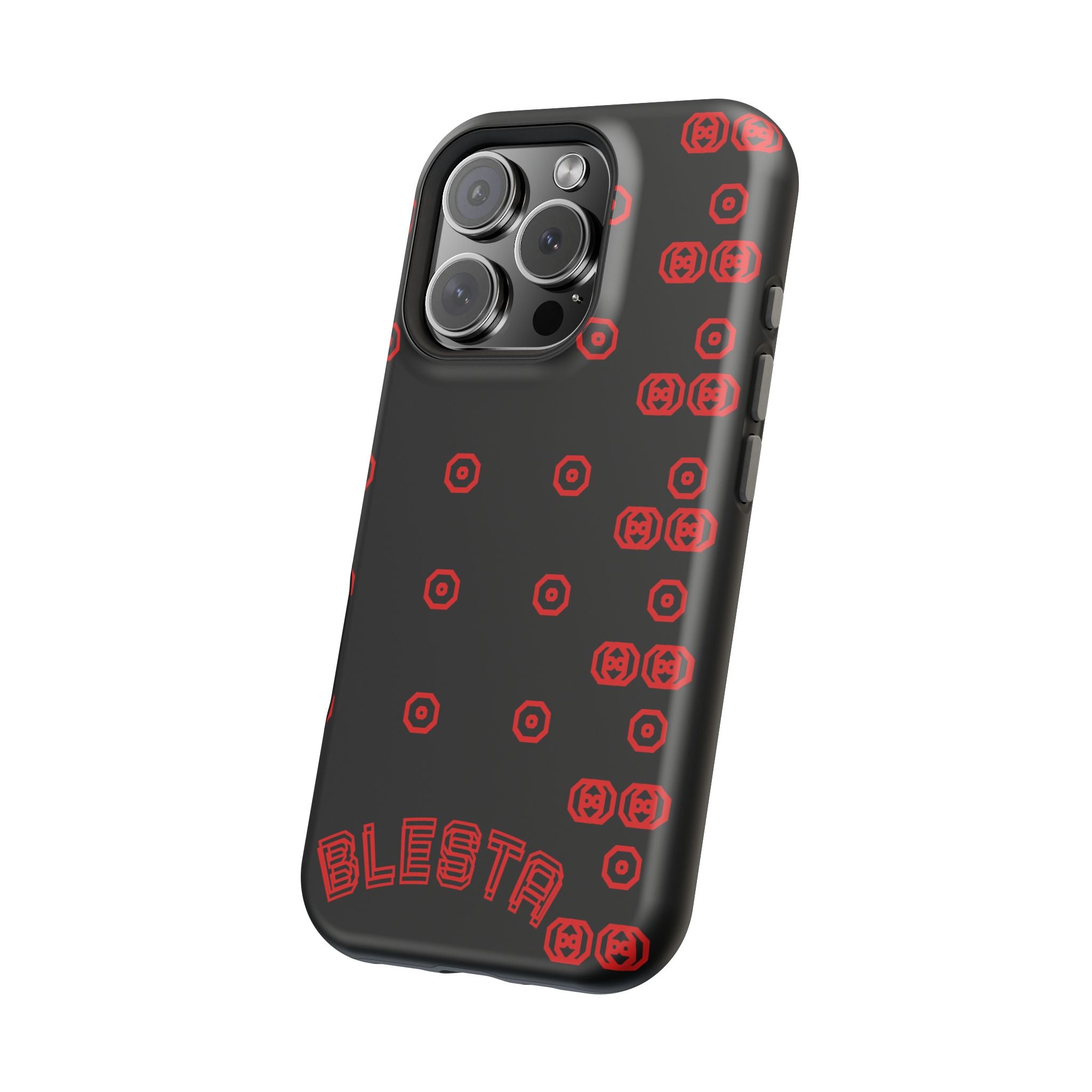 Phone Case — Black & Red Retro Pixel Pattern Magnetic Impact-Resistant Case
