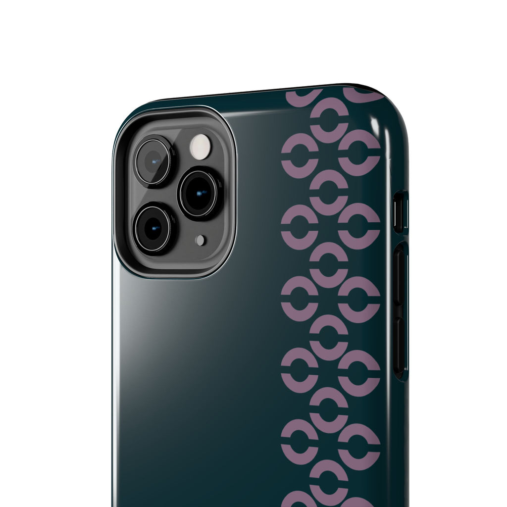Tough Phone Case — Sleek Dark Teal with Geometric Stripe & “BLESTA” Accent