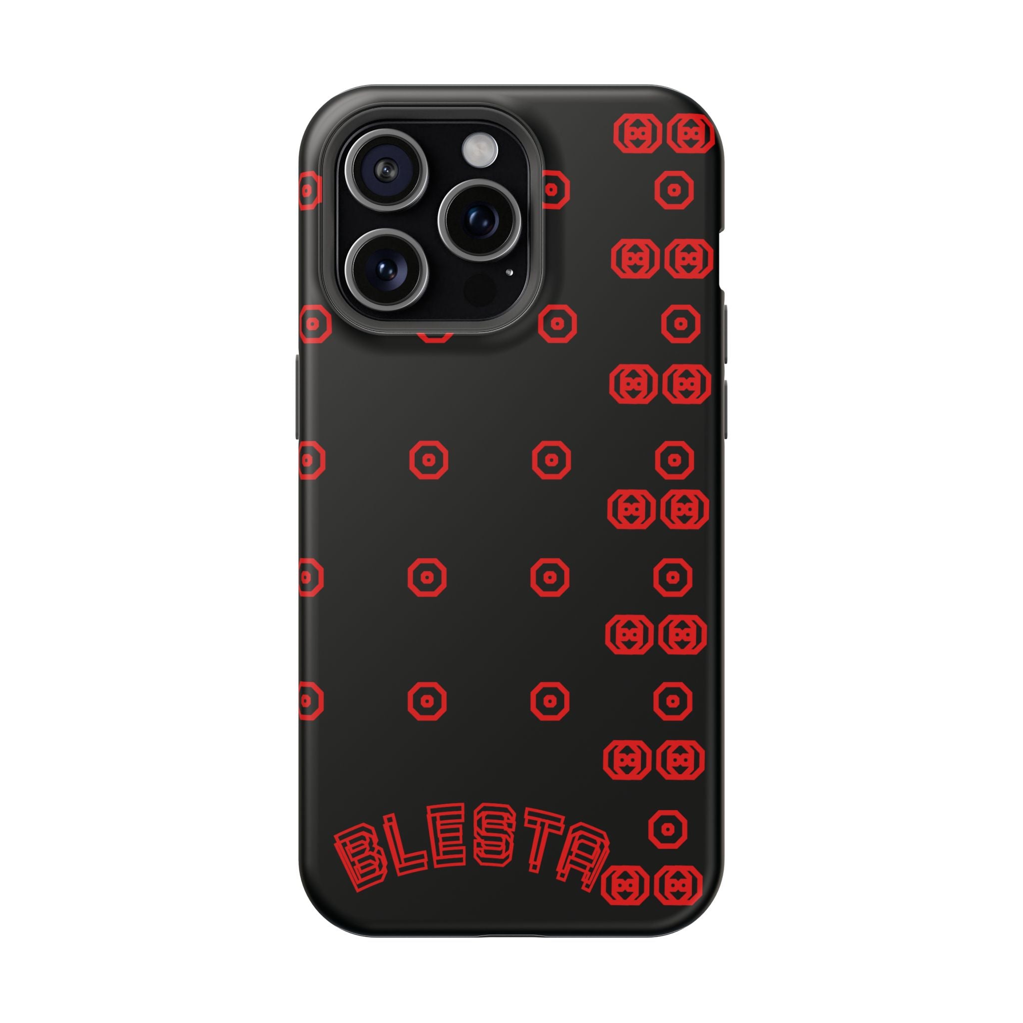 Phone Case — Black & Red Retro Pixel Pattern Magnetic Impact-Resistant Case