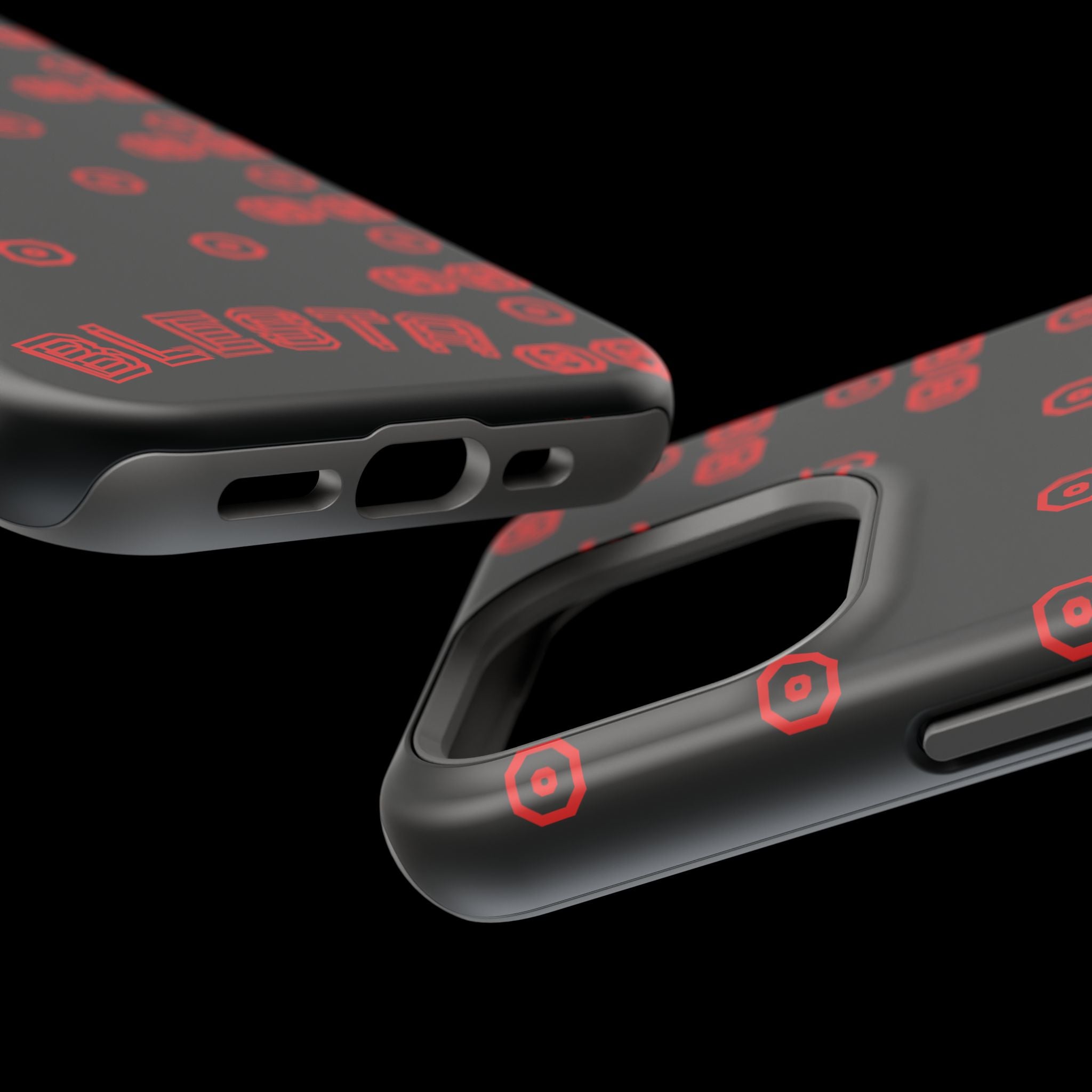 Phone Case — Black & Red Retro Pixel Pattern Magnetic Impact-Resistant Case