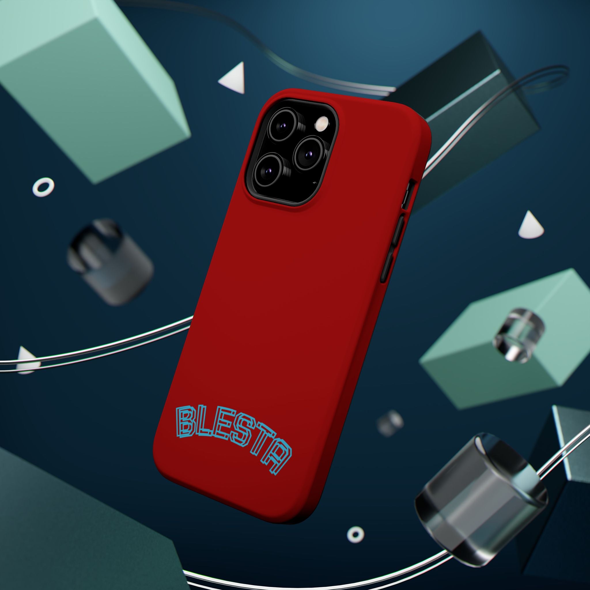 Magnetic Impact-Resistant Phone Case — Red Retro 'BLESTA' Design