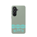 Magnetic Impact-Resistant Phone Case — Sage Green with Teal Geometric Stripe & “BLESTA” Text