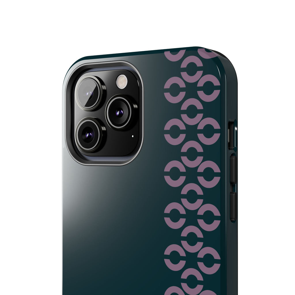 Tough Phone Case — Sleek Dark Teal with Geometric Stripe & “BLESTA” Accent