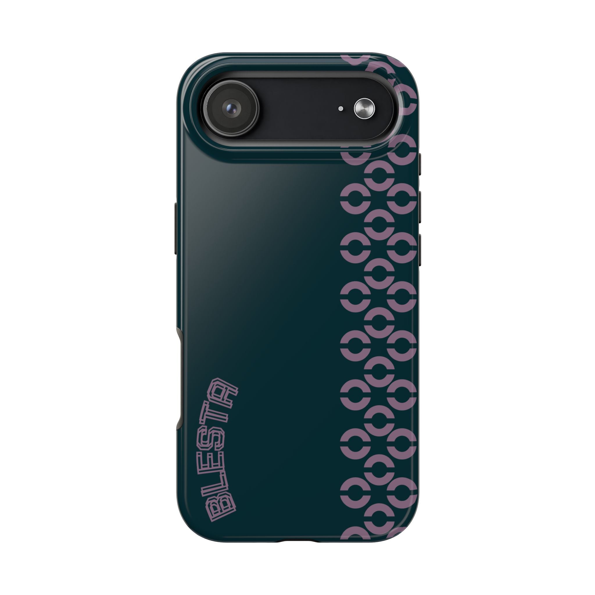 Tough Phone Case — Sleek Dark Teal with Geometric Stripe & “BLESTA” Accent