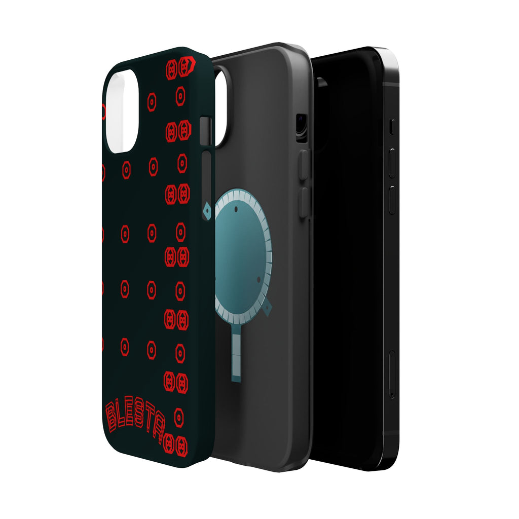 Phone Case — Black & Red Retro Pixel Pattern Magnetic Impact-Resistant Case