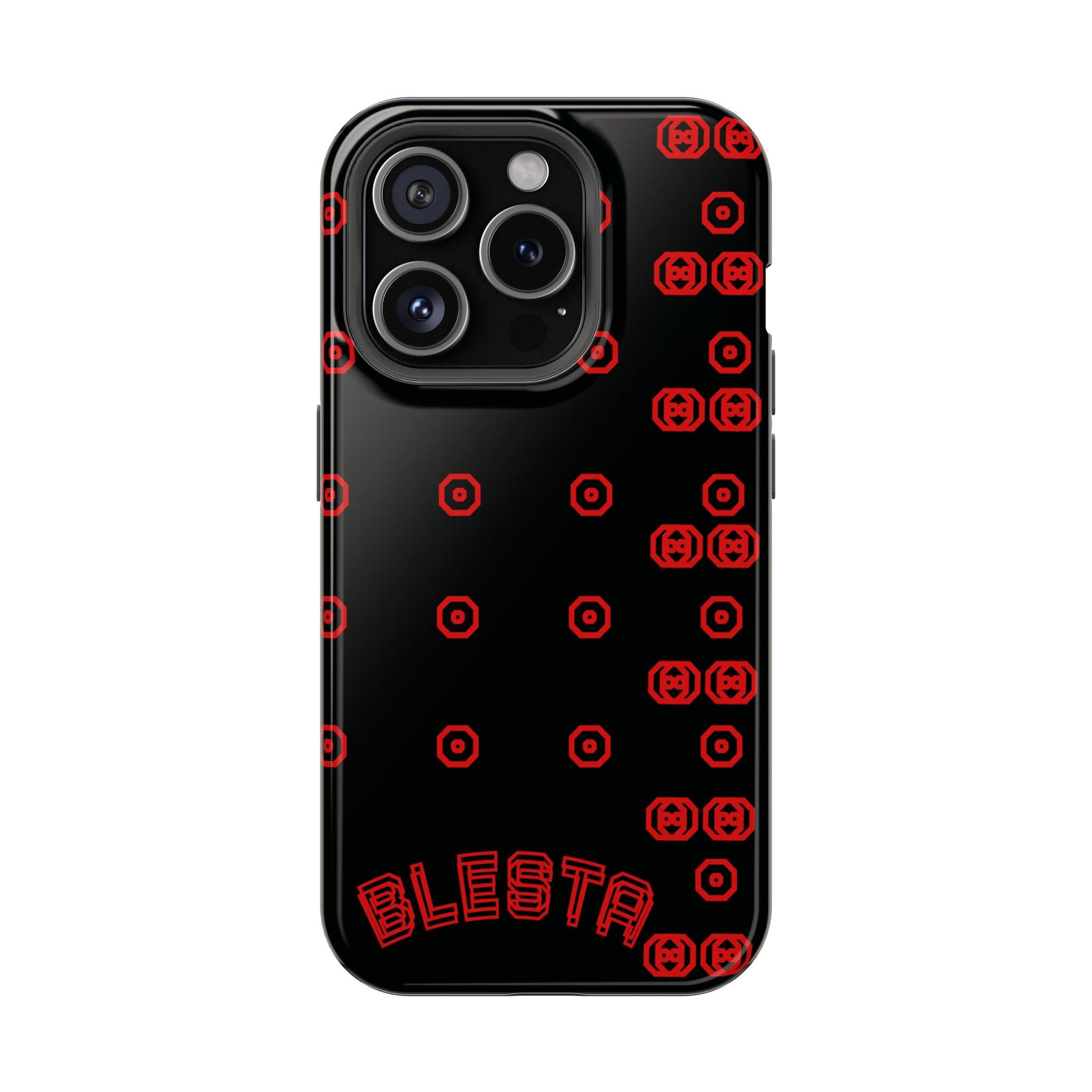 Phone Case — Black & Red Retro Pixel Pattern Magnetic Impact-Resistant Case