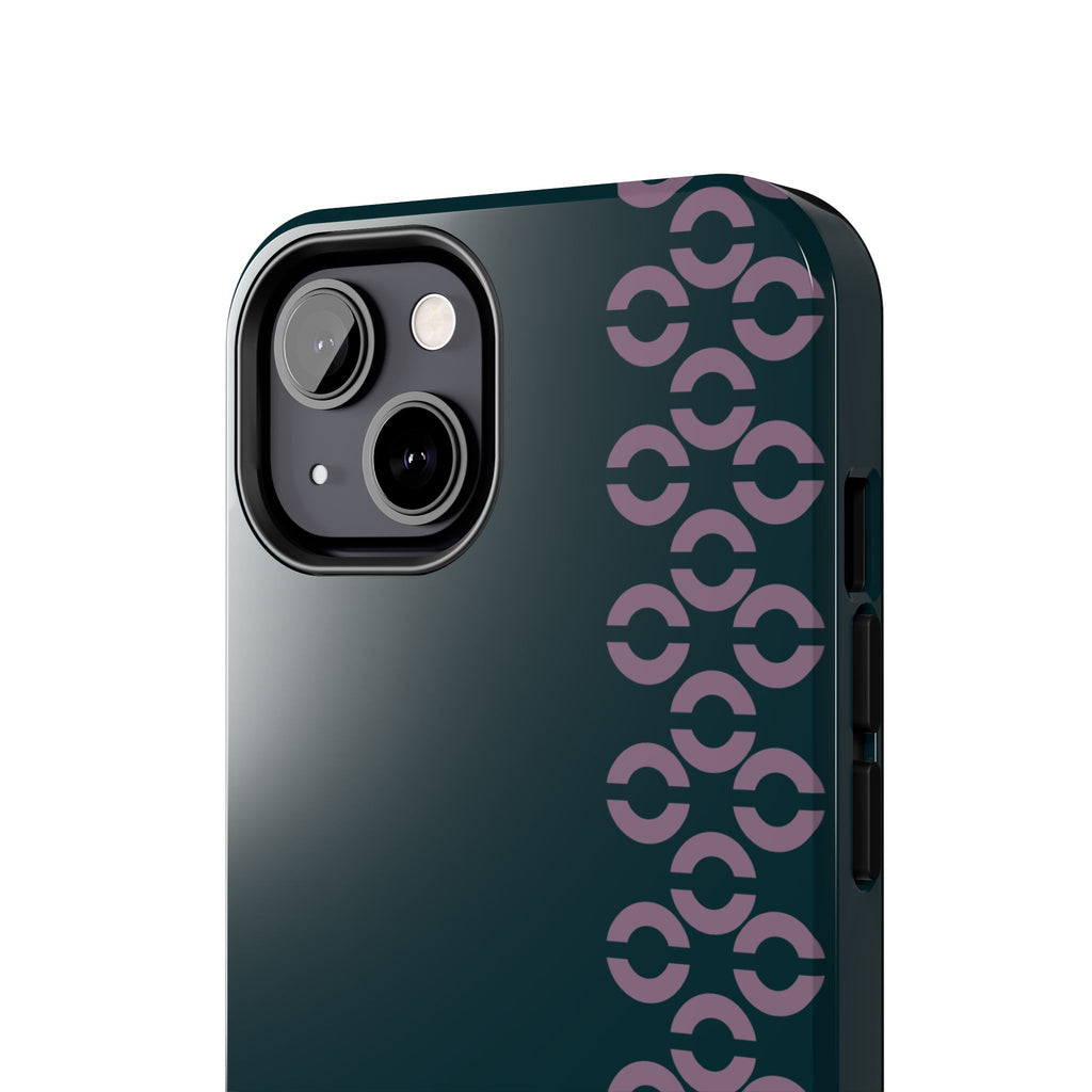 Tough Phone Case — Sleek Dark Teal with Geometric Stripe & “BLESTA” Accent