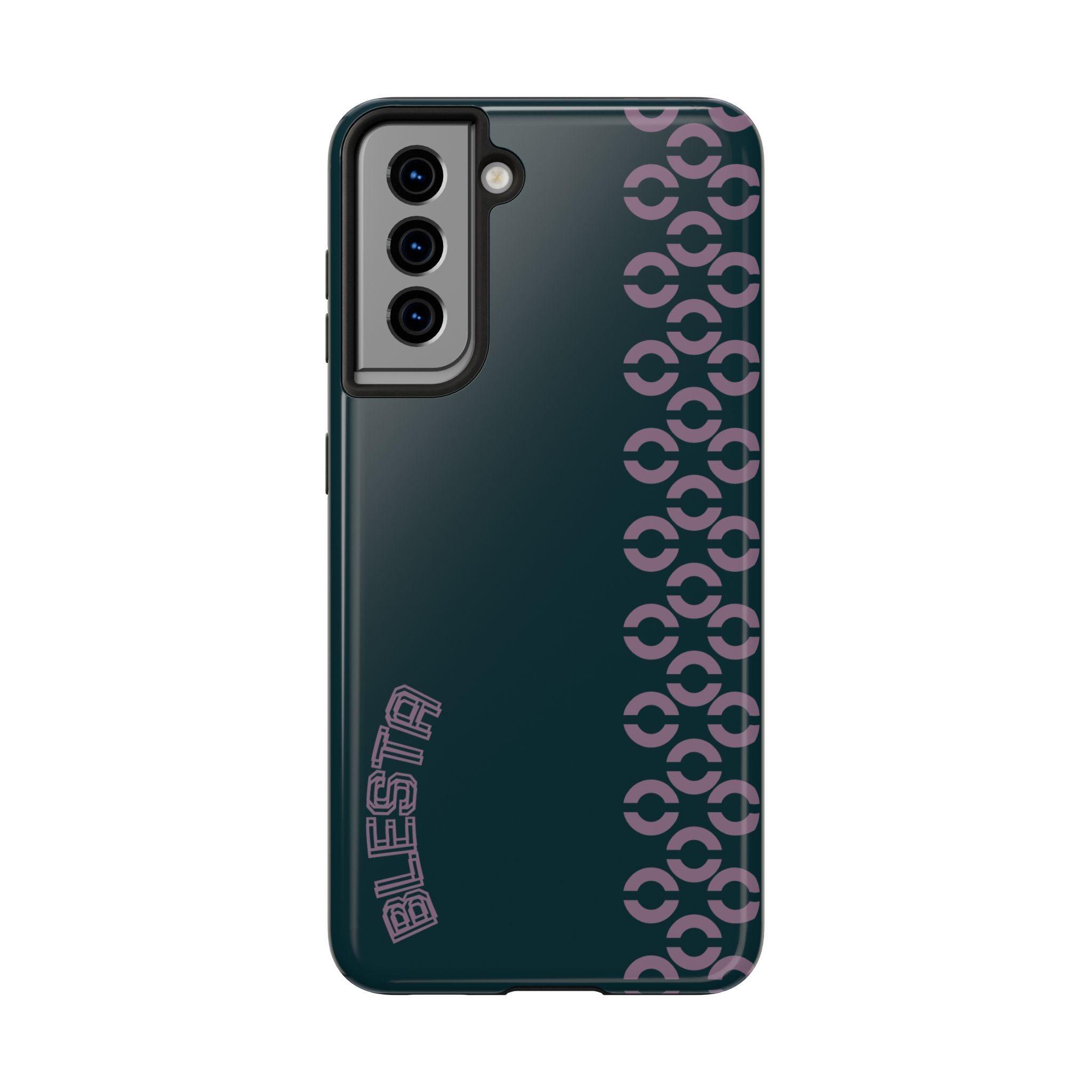 Tough Phone Case — Sleek Dark Teal with Geometric Stripe & “BLESTA” Accent