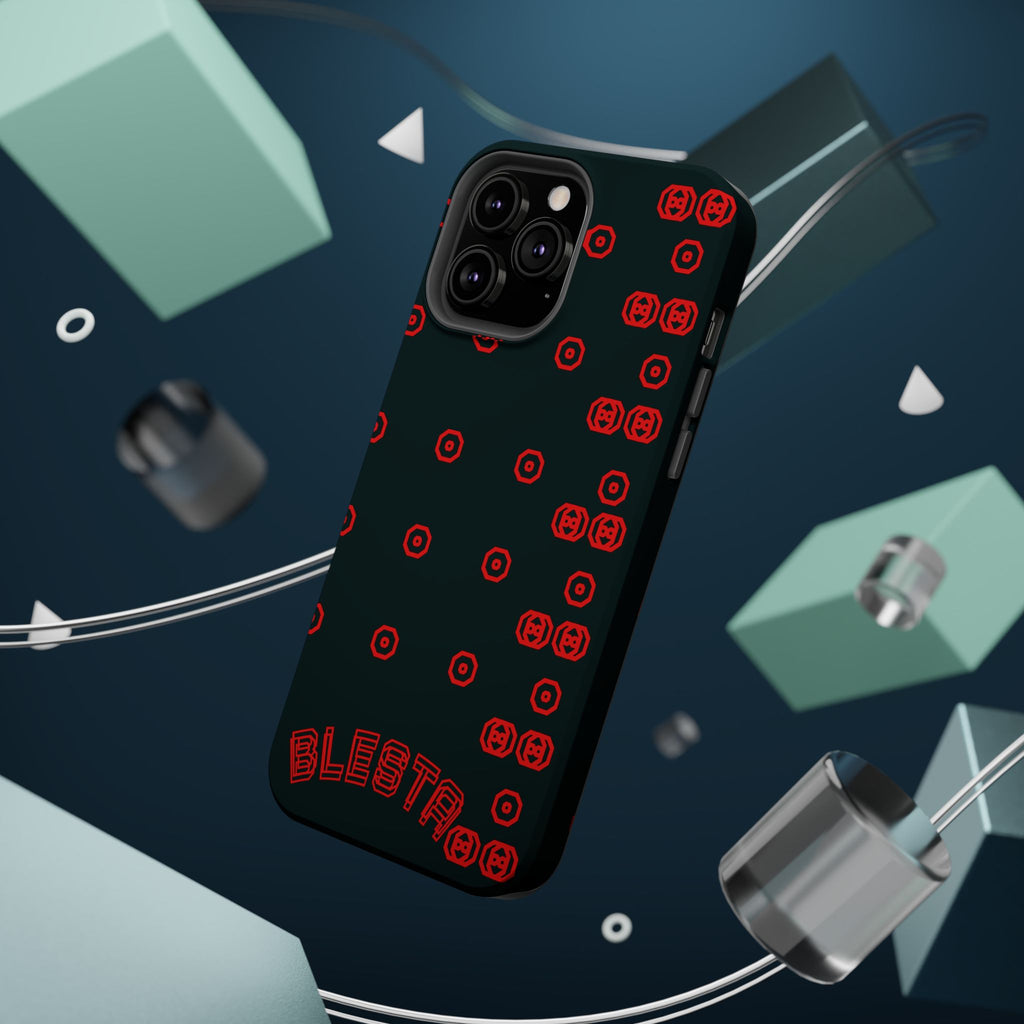 Phone Case — Black & Red Retro Pixel Pattern Magnetic Impact-Resistant Case