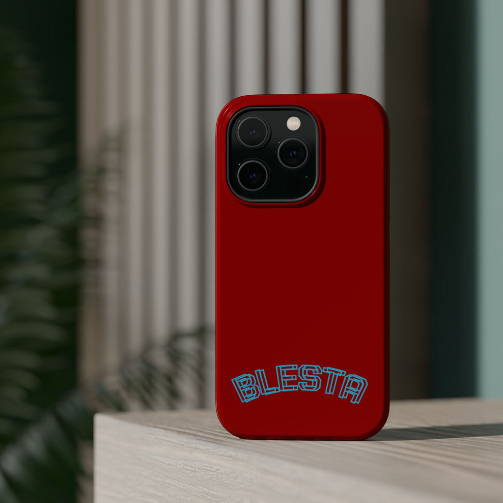 Magnetic Impact-Resistant Phone Case — Red Retro 'BLESTA' Design
