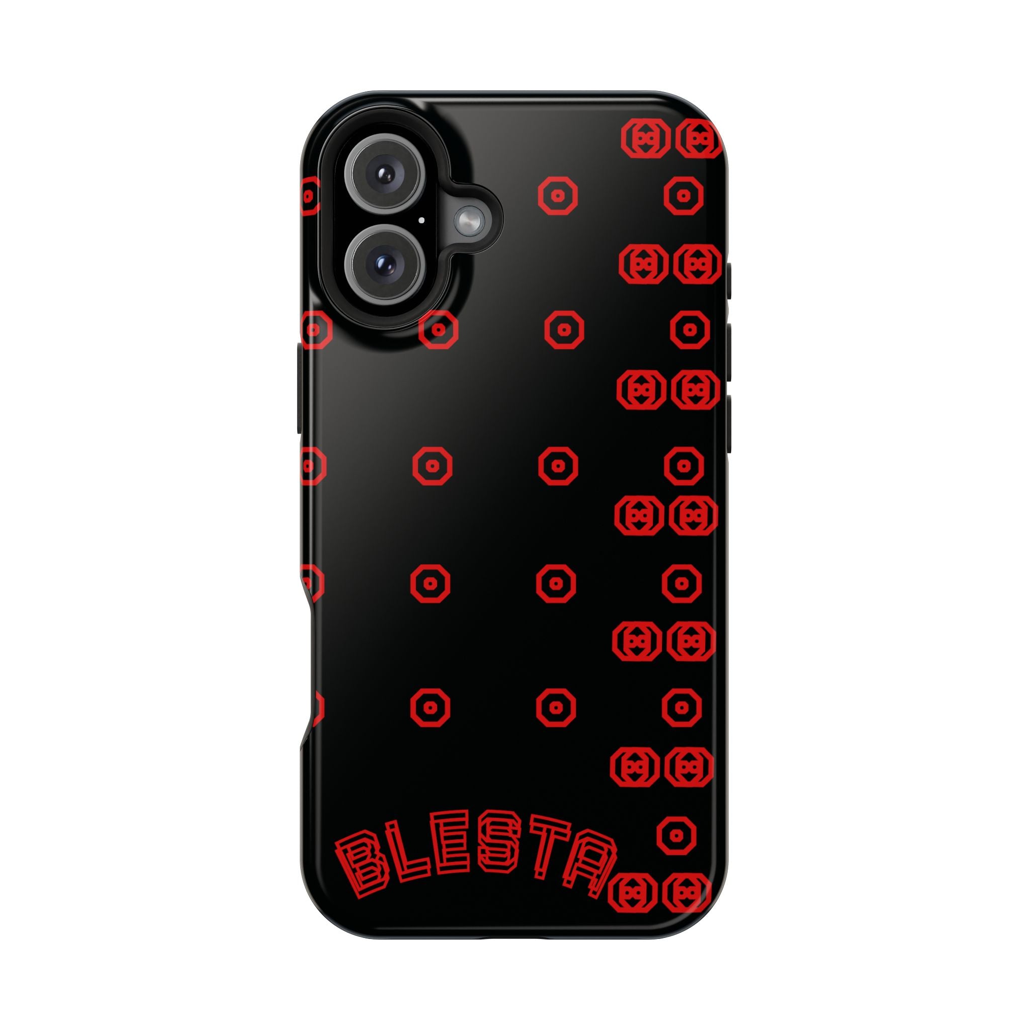 Phone Case — Black & Red Retro Pixel Pattern Magnetic Impact-Resistant Case