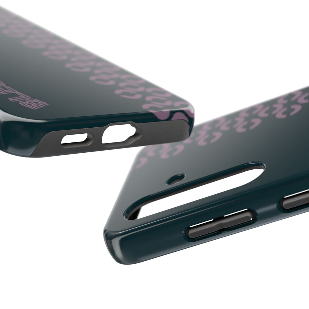 Tough Phone Case — Sleek Dark Teal with Geometric Stripe & “BLESTA” Accent