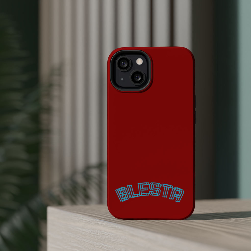 Magnetic Impact-Resistant Phone Case — Red Retro 'BLESTA' Design