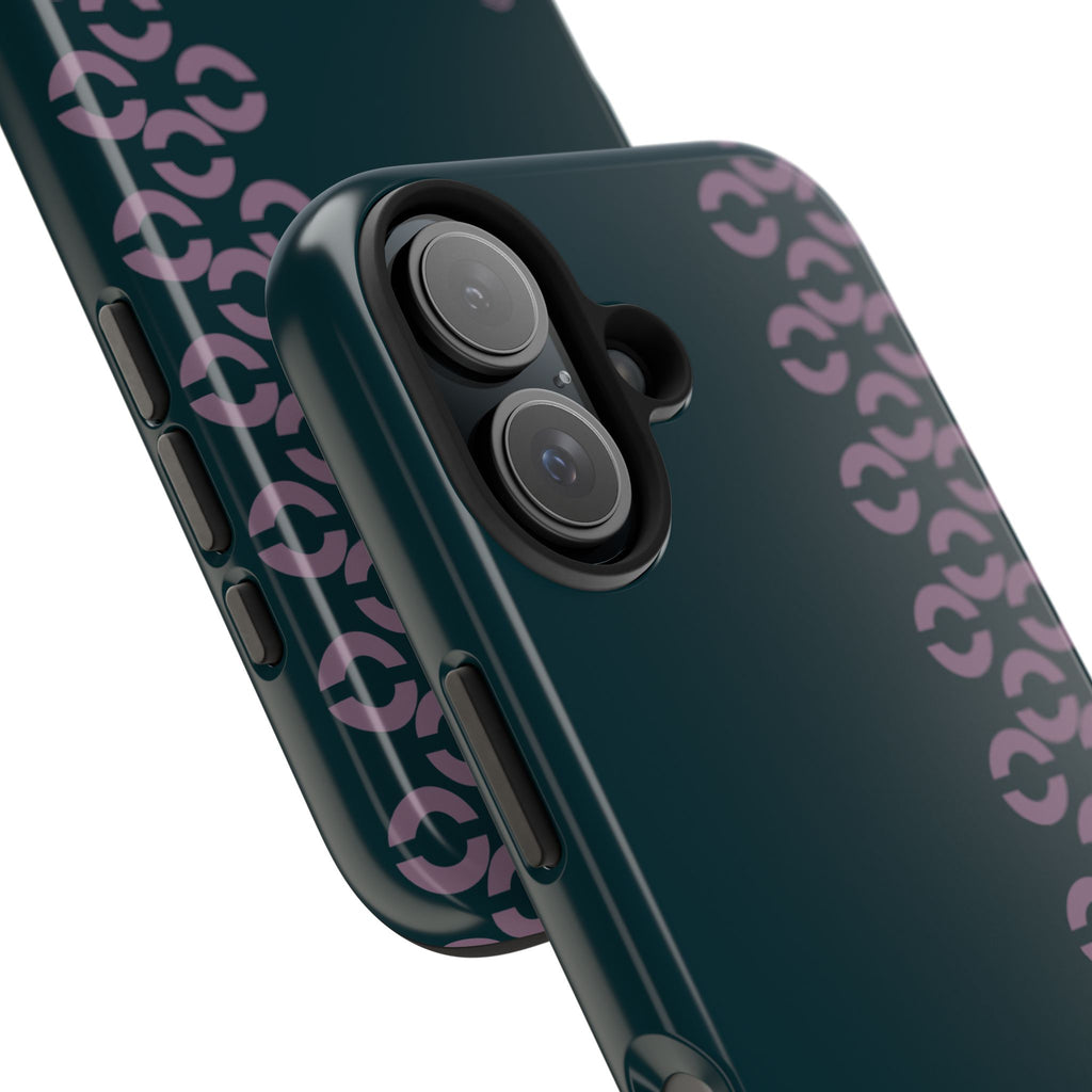Tough Phone Case — Sleek Dark Teal with Geometric Stripe & “BLESTA” Accent