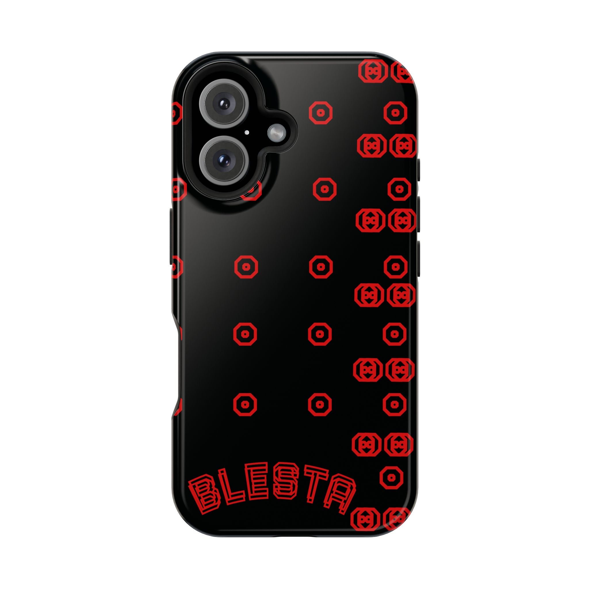Phone Case — Black & Red Retro Pixel Pattern Magnetic Impact-Resistant Case