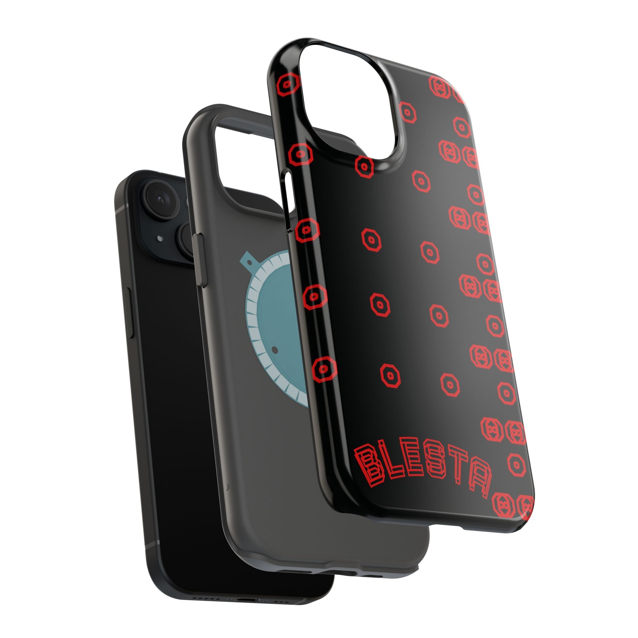 Phone Case — Black & Red Retro Pixel Pattern Magnetic Impact-Resistant Case