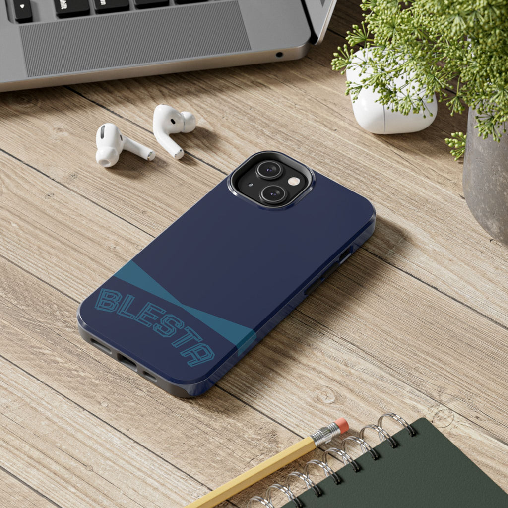Tough Phone Case — Navy ‘BLESTA’ Bold Graphic Protective Cover
