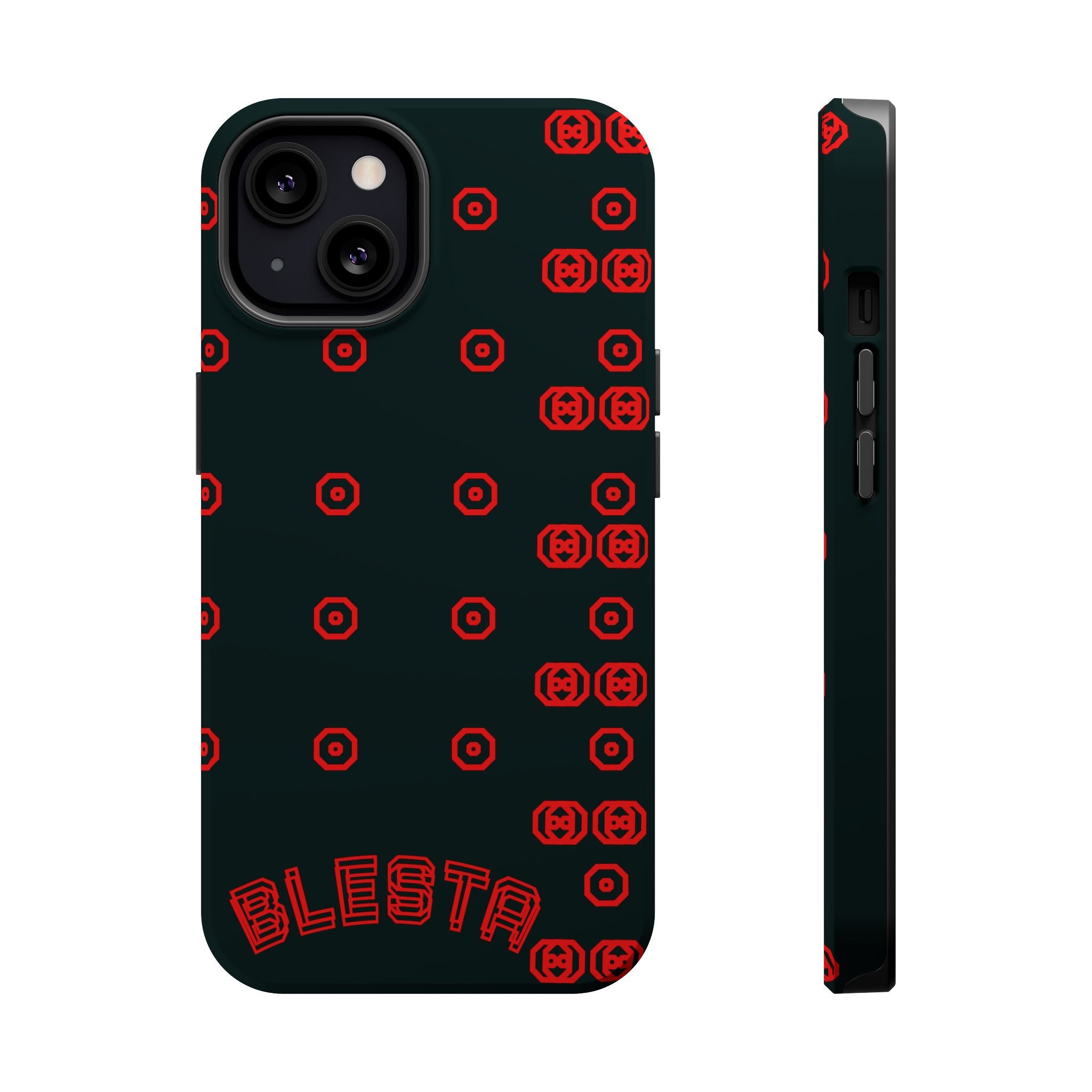 Phone Case — Black & Red Retro Pixel Pattern Magnetic Impact-Resistant Case