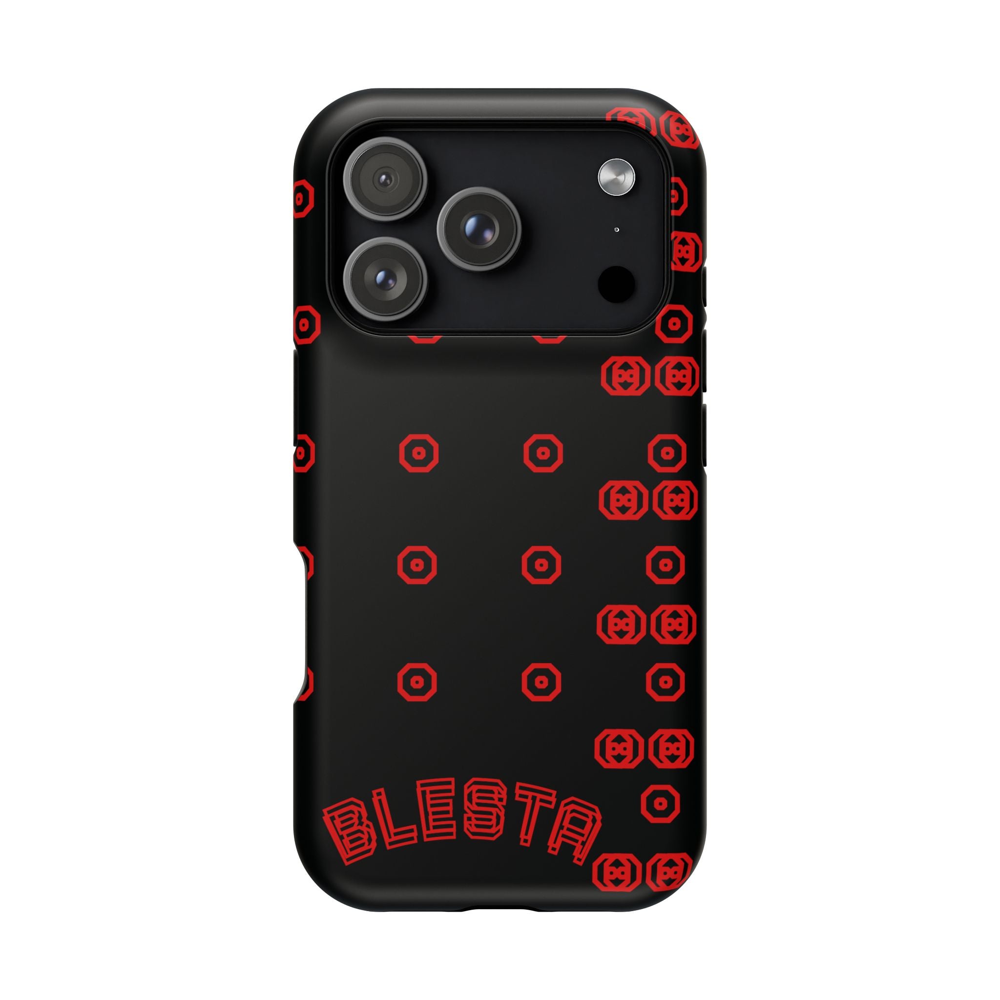 Phone Case — Black & Red Retro Pixel Pattern Magnetic Impact-Resistant Case