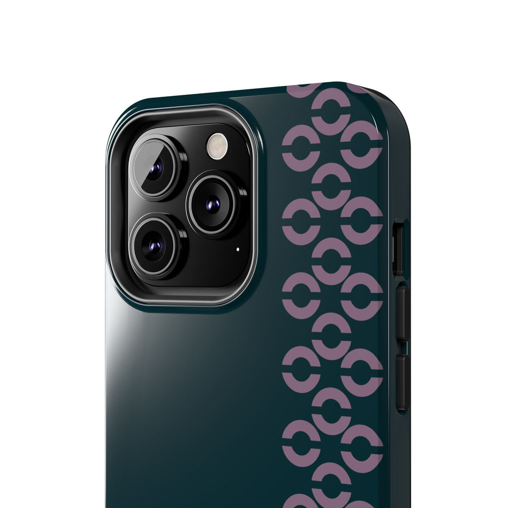 Tough Phone Case — Sleek Dark Teal with Geometric Stripe & “BLESTA” Accent