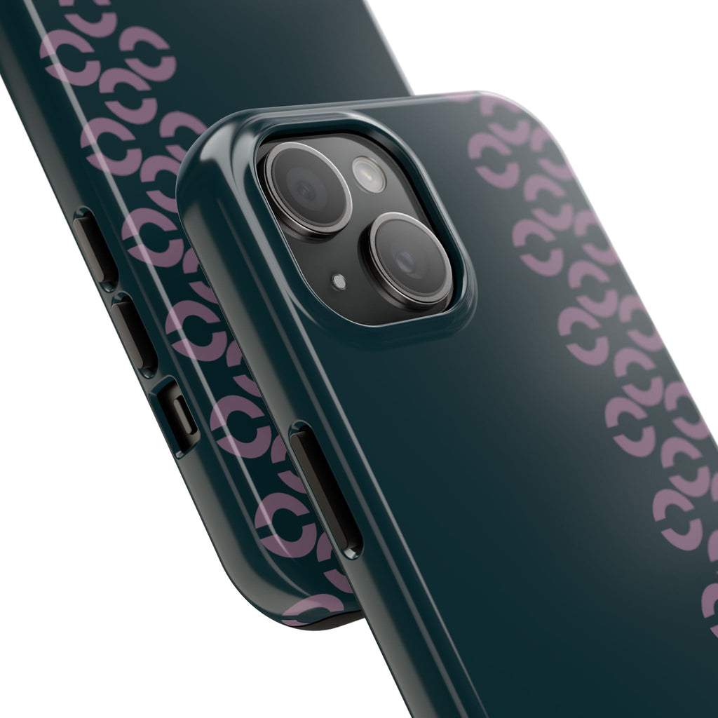 Tough Phone Case — Sleek Dark Teal with Geometric Stripe & “BLESTA” Accent