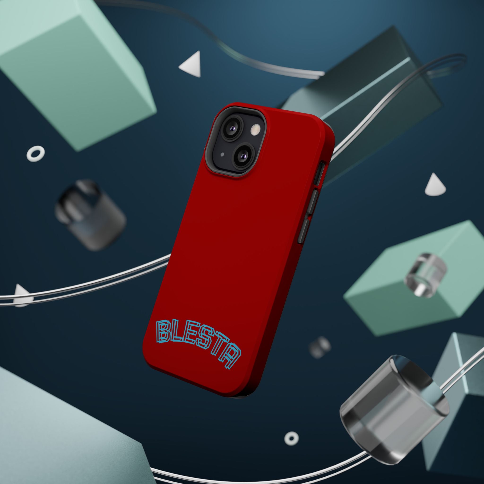 Magnetic Impact-Resistant Phone Case — Red Retro 'BLESTA' Design