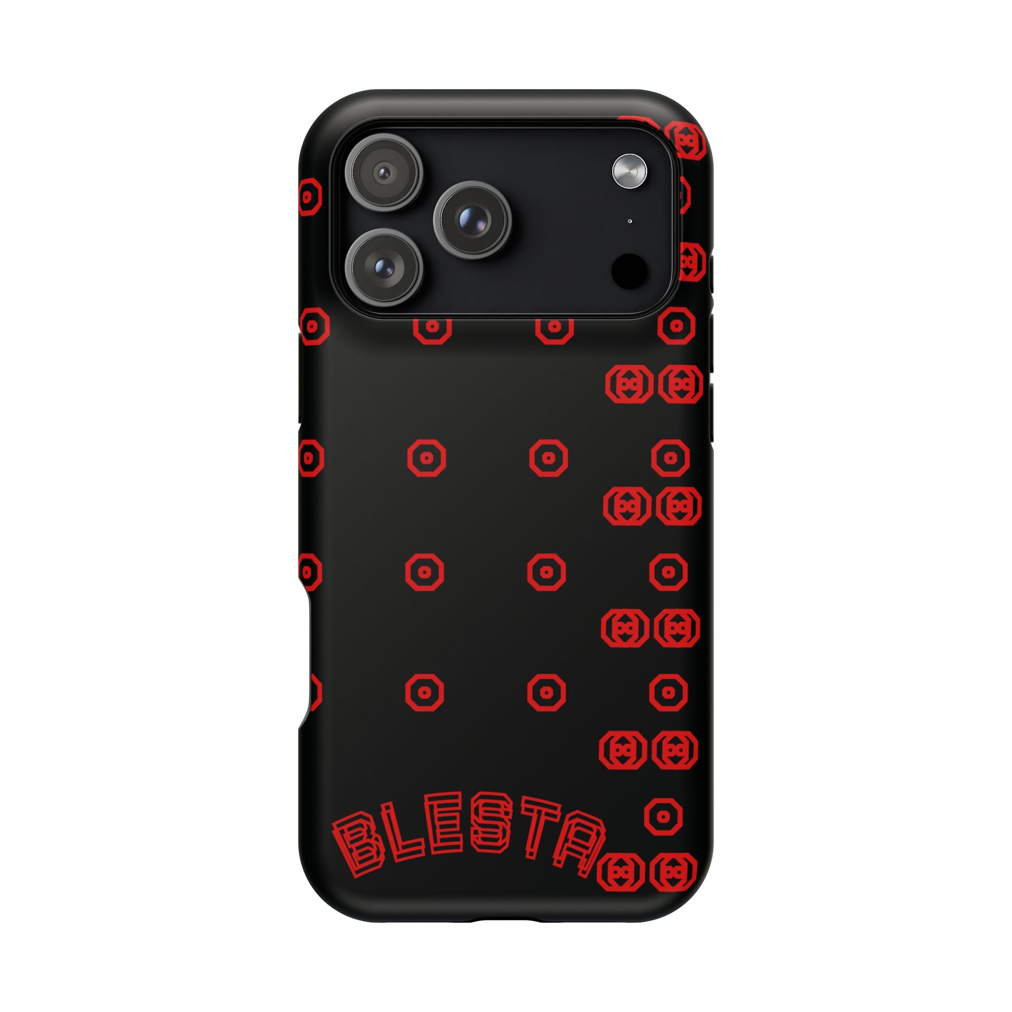 Phone Case — Black & Red Retro Pixel Pattern Magnetic Impact-Resistant Case
