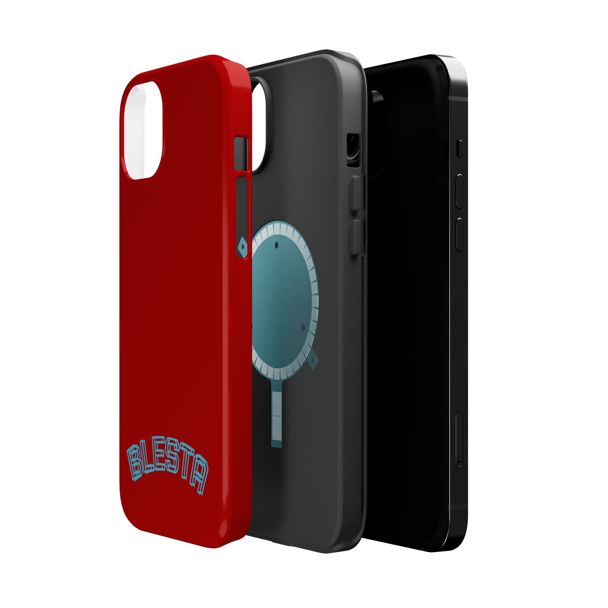 Magnetic Impact-Resistant Phone Case — Red Retro 'BLESTA' Design