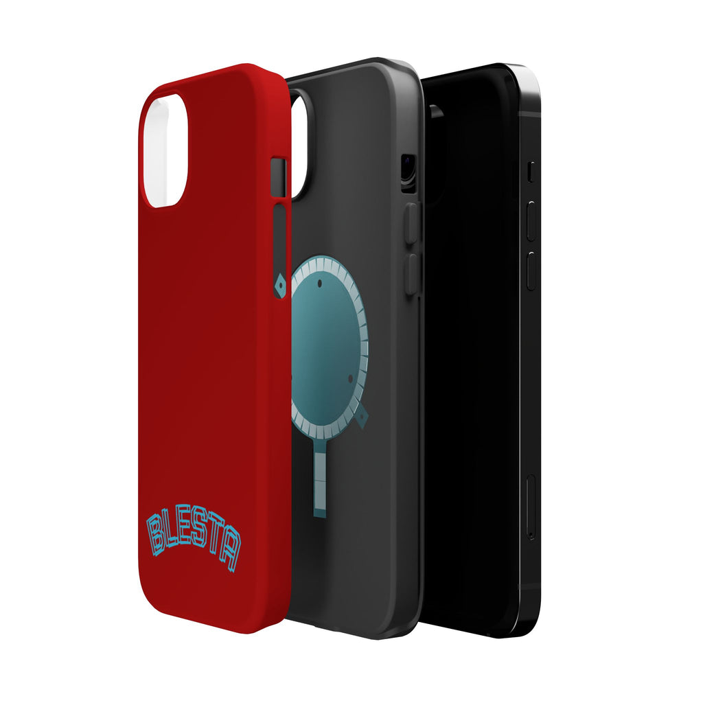 Magnetic Impact-Resistant Phone Case — Red Retro 'BLESTA' Design