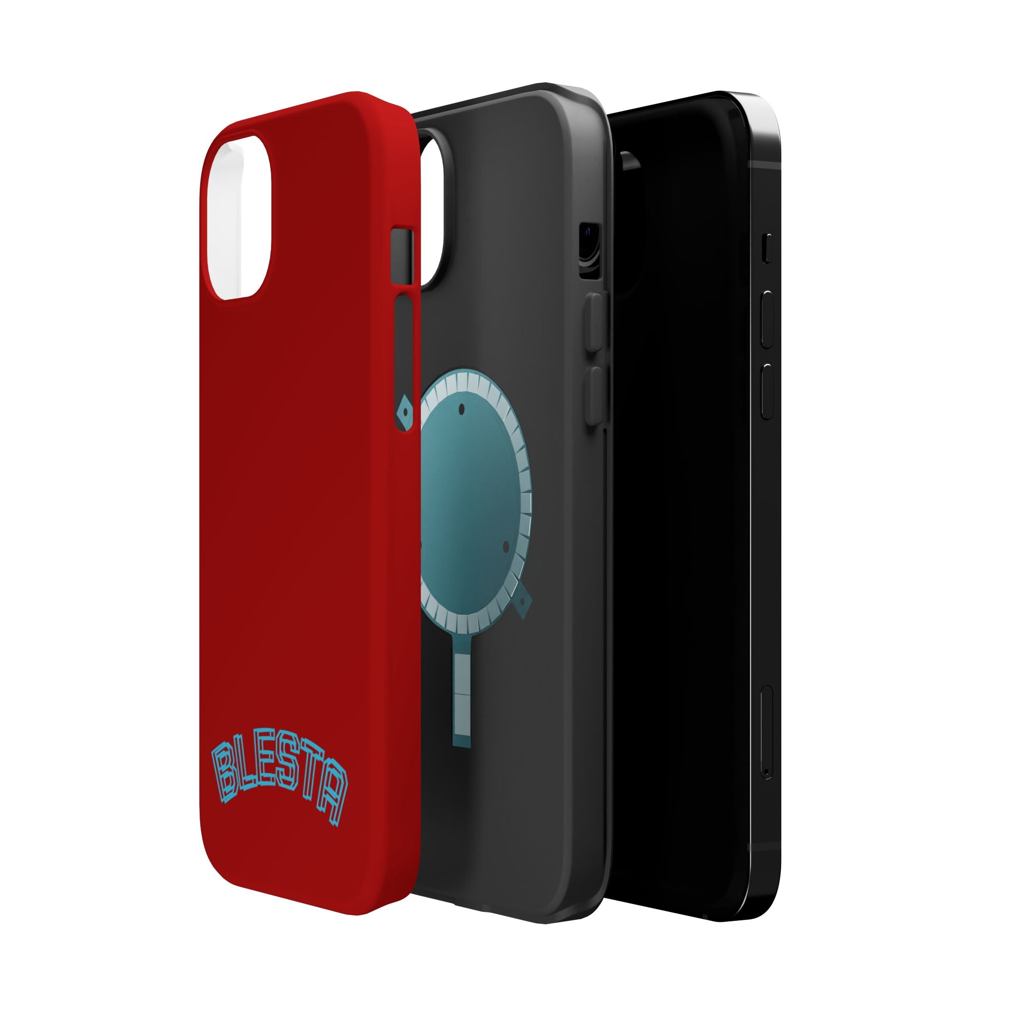 Magnetic Impact-Resistant Phone Case — Red Retro 'BLESTA' Design