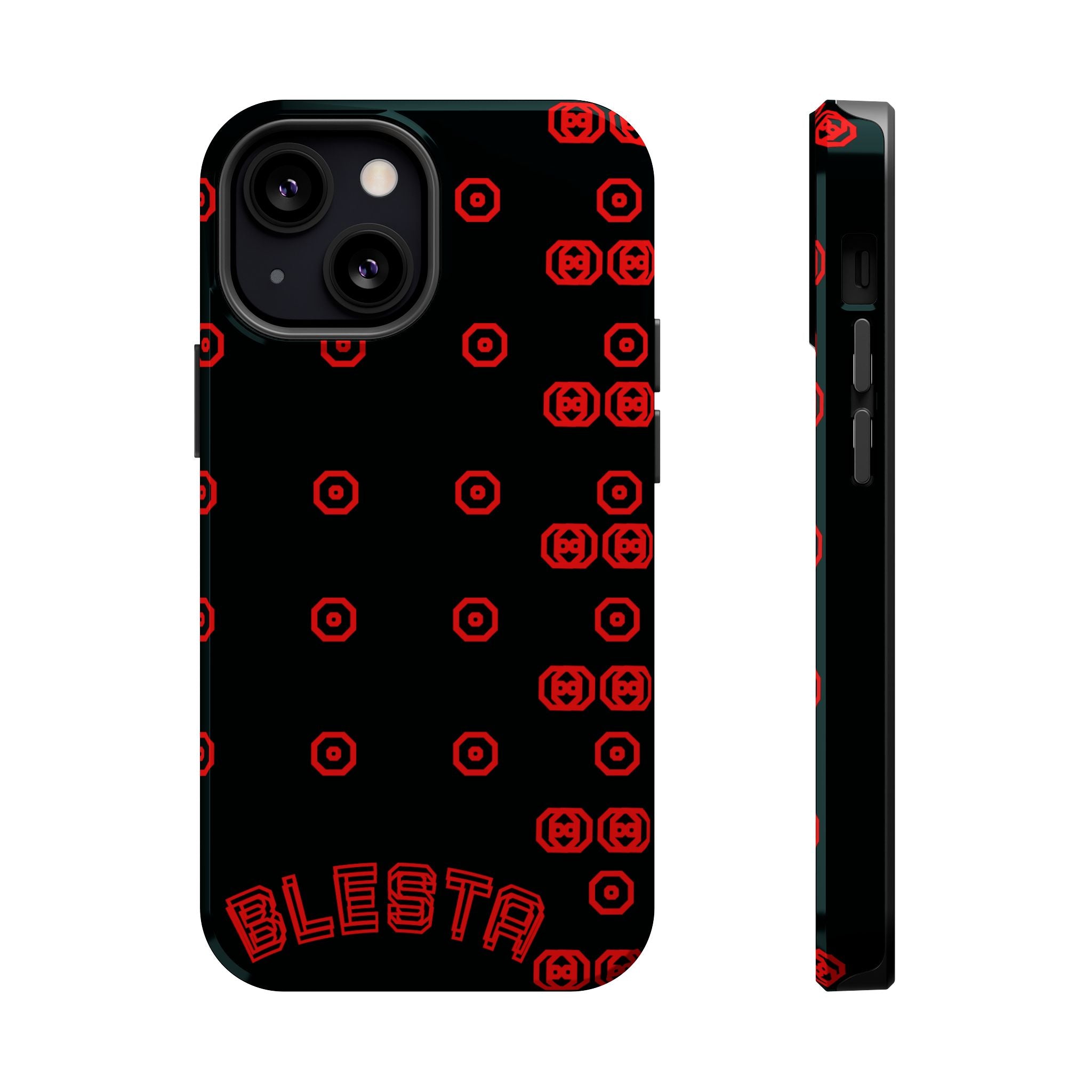 Phone Case — Black & Red Retro Pixel Pattern Magnetic Impact-Resistant Case