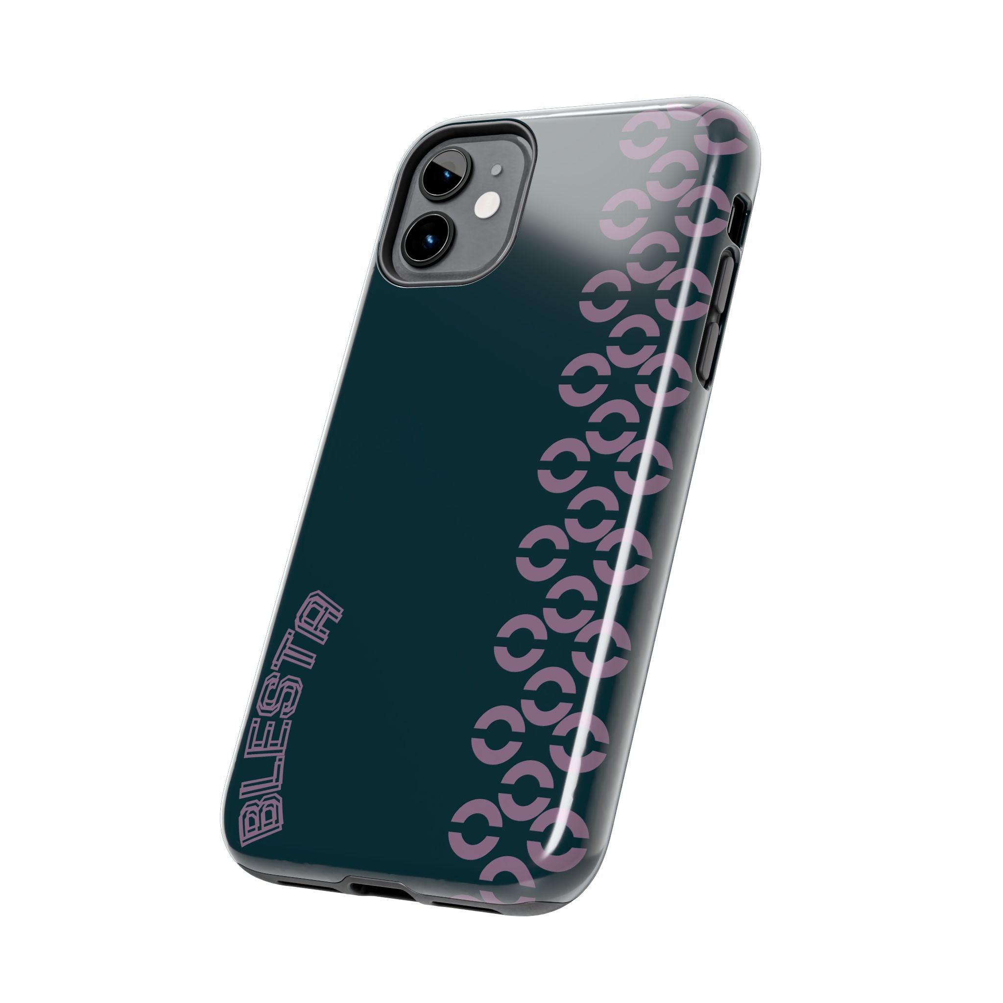 Tough Phone Case — Sleek Dark Teal with Geometric Stripe & “BLESTA” Accent