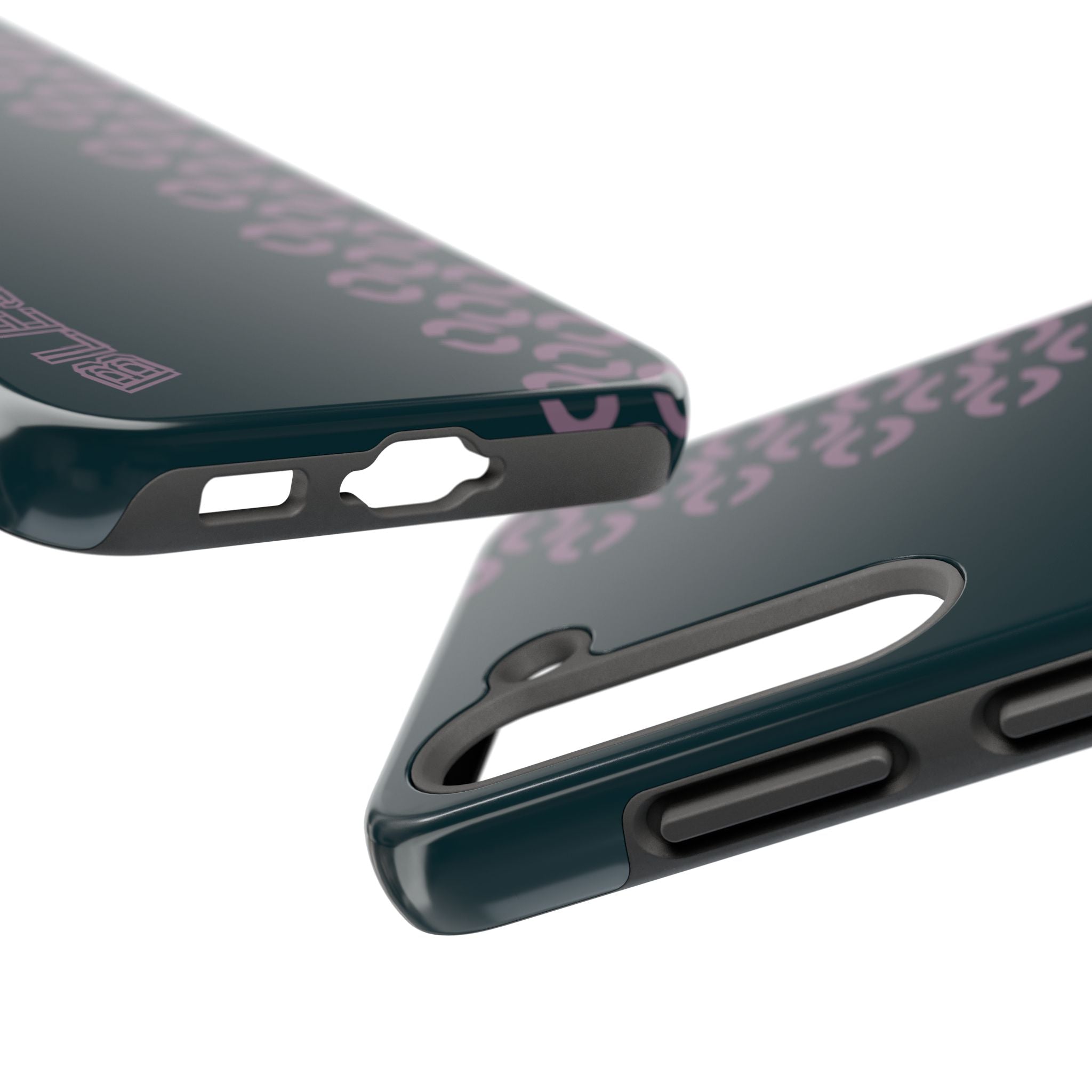 Tough Phone Case — Sleek Dark Teal with Geometric Stripe & “BLESTA” Accent