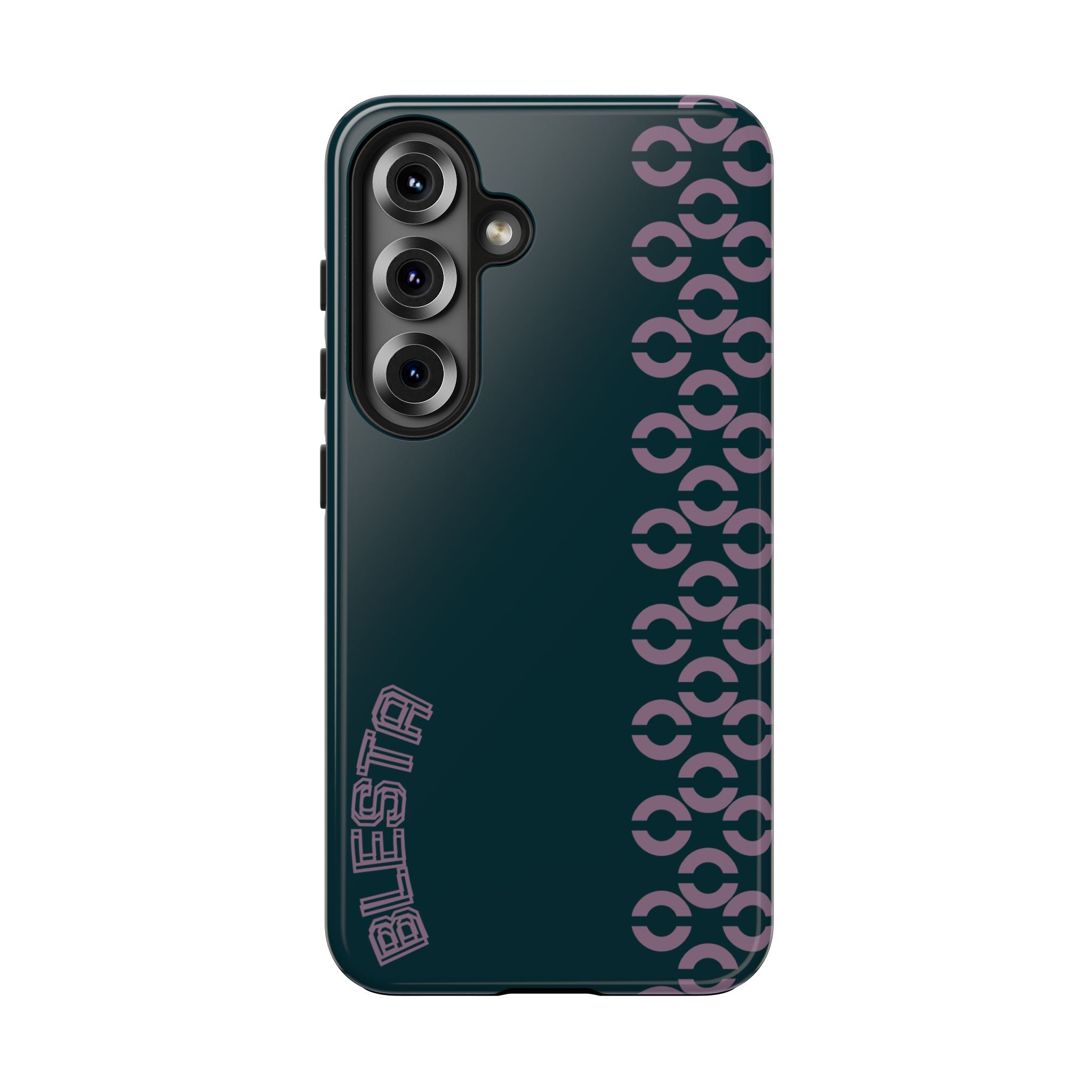 Tough Phone Case — Sleek Dark Teal with Geometric Stripe & “BLESTA” Accent