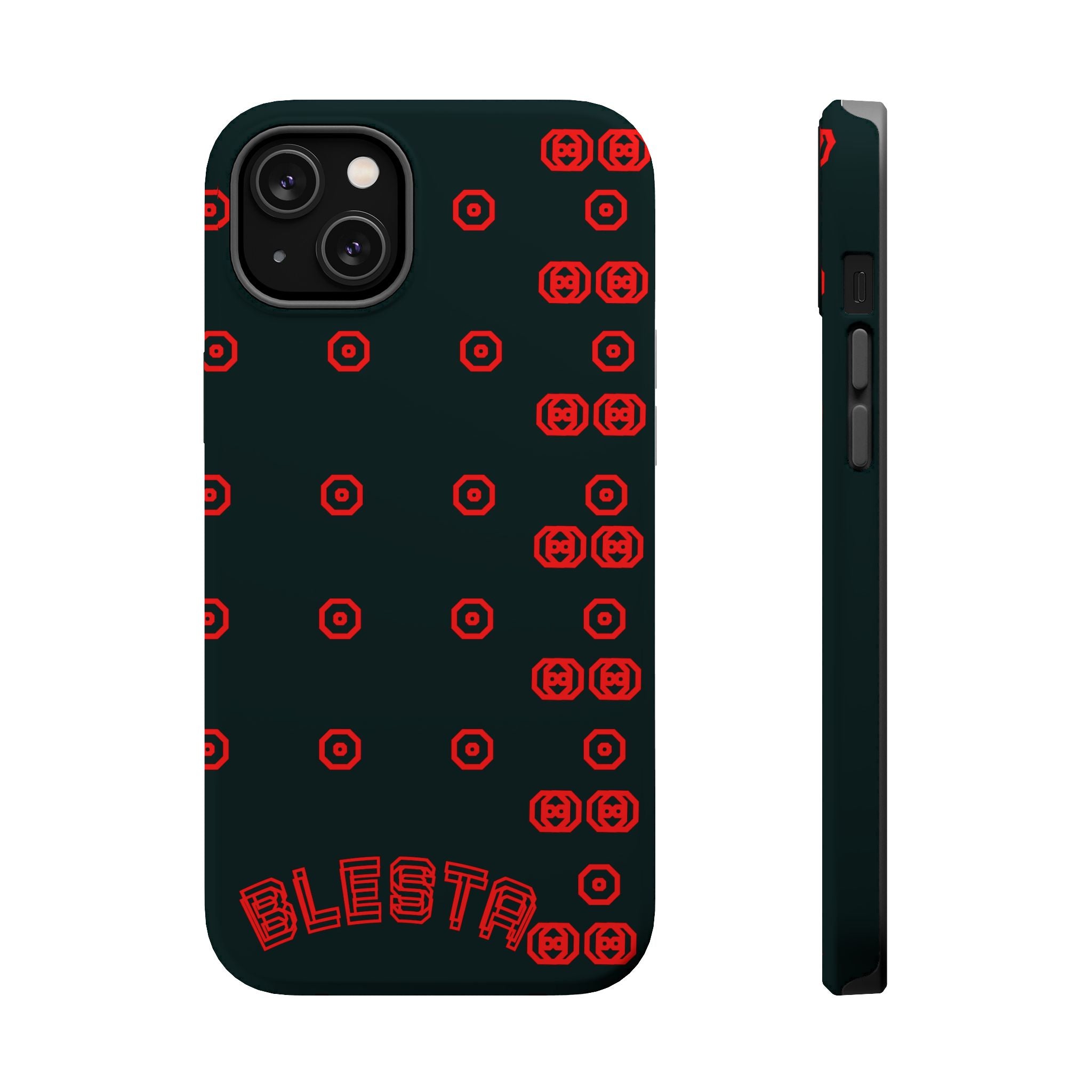 Phone Case — Black & Red Retro Pixel Pattern Magnetic Impact-Resistant Case