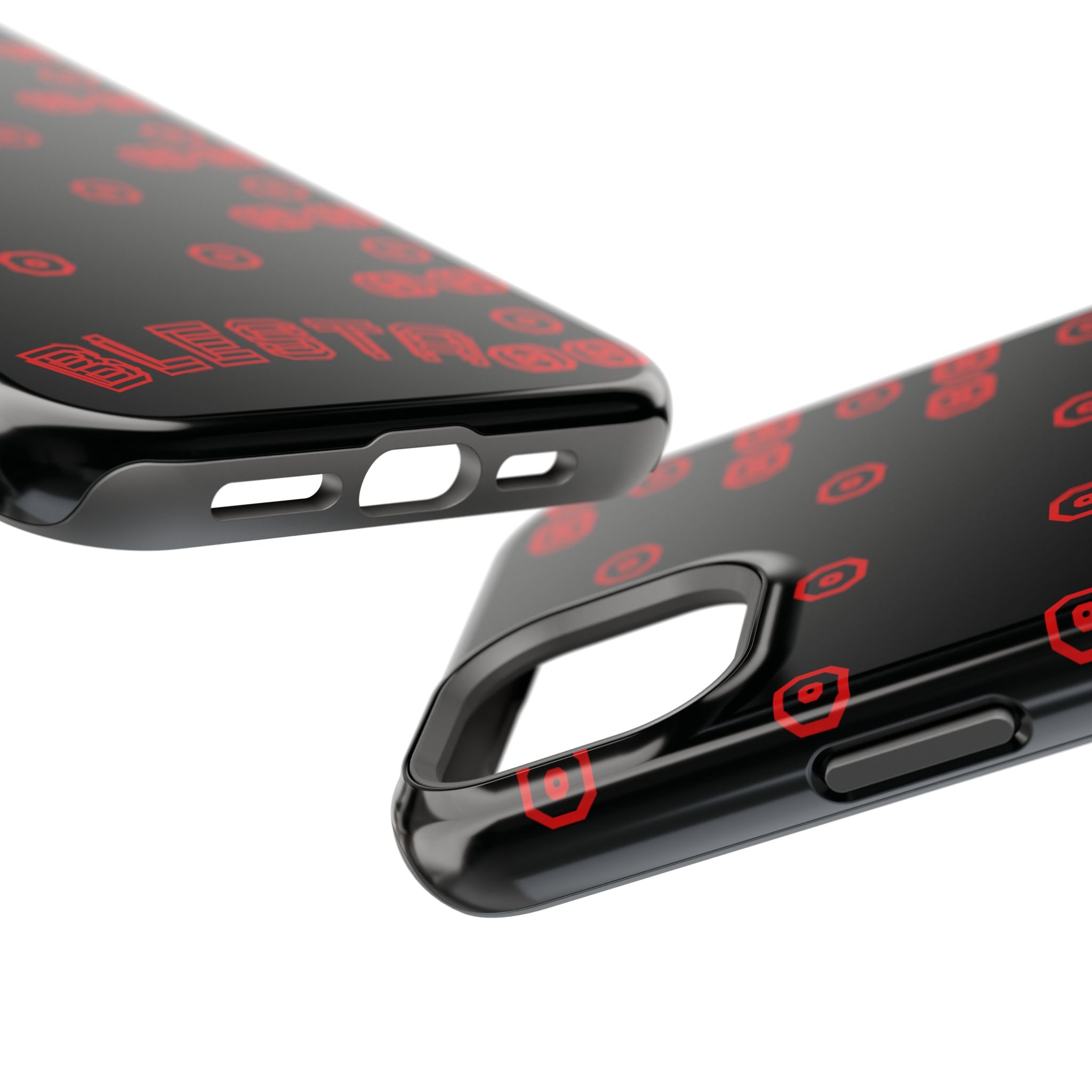 Phone Case — Black & Red Retro Pixel Pattern Magnetic Impact-Resistant Case