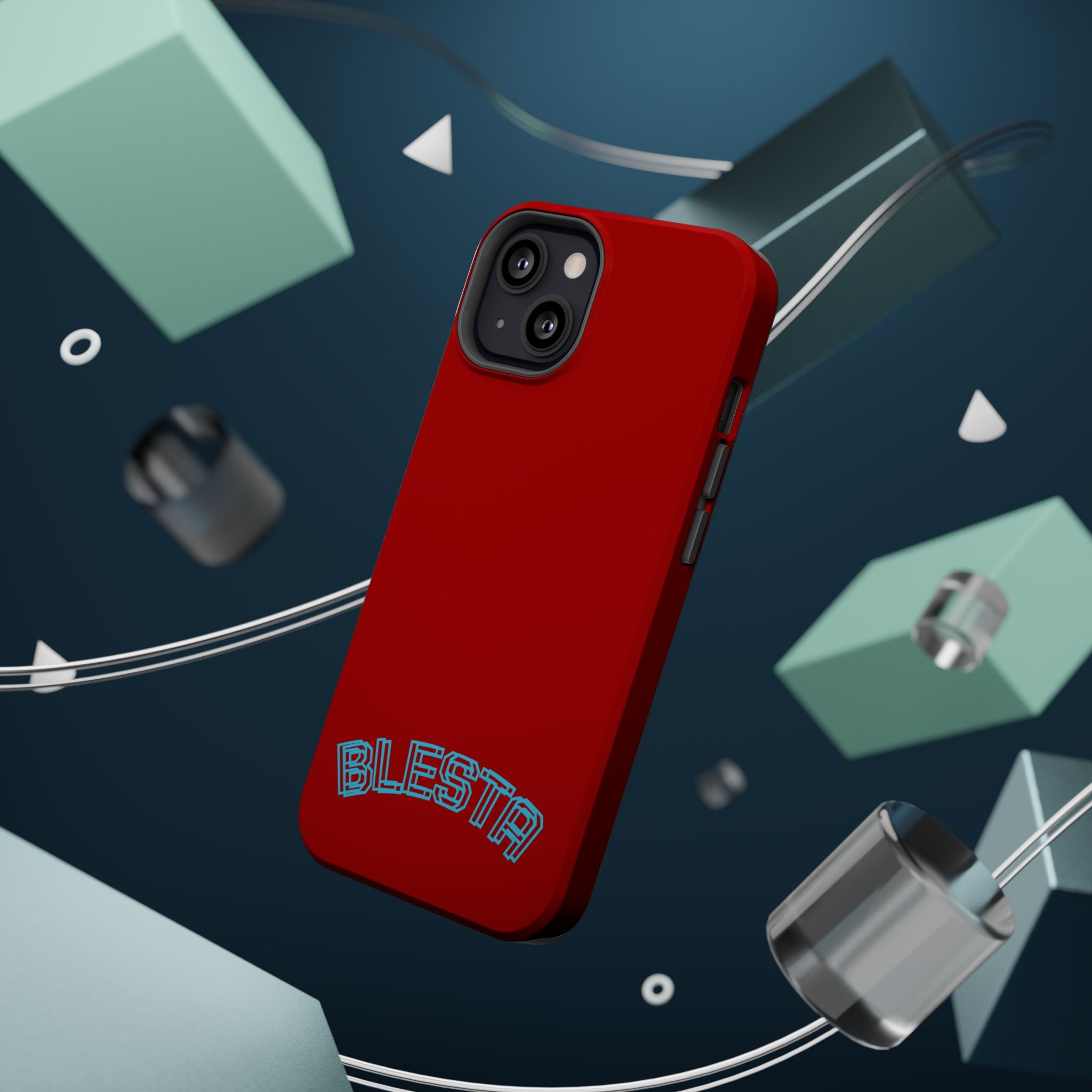 Magnetic Impact-Resistant Phone Case — Red Retro 'BLESTA' Design