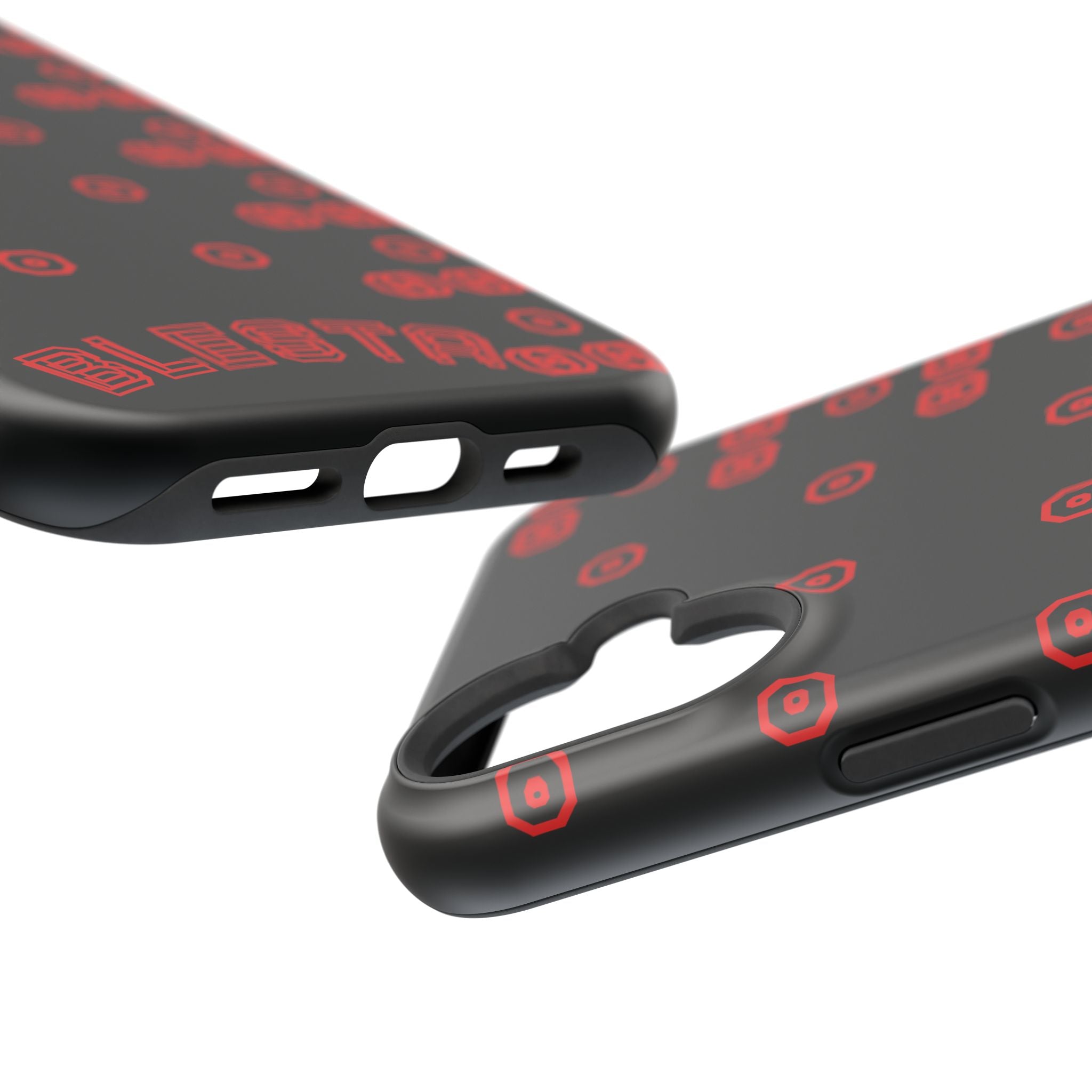 Phone Case — Black & Red Retro Pixel Pattern Magnetic Impact-Resistant Case
