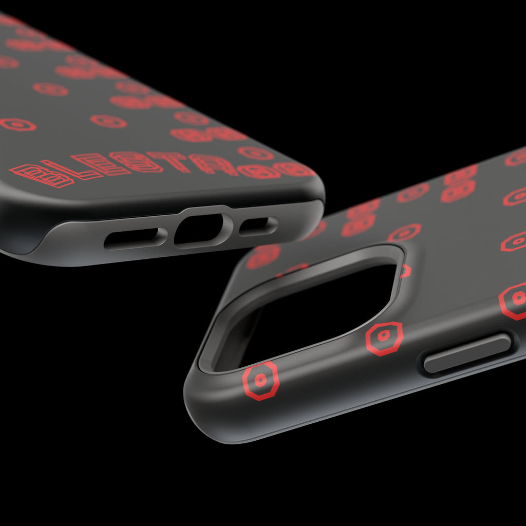 Phone Case — Black & Red Retro Pixel Pattern Magnetic Impact-Resistant Case
