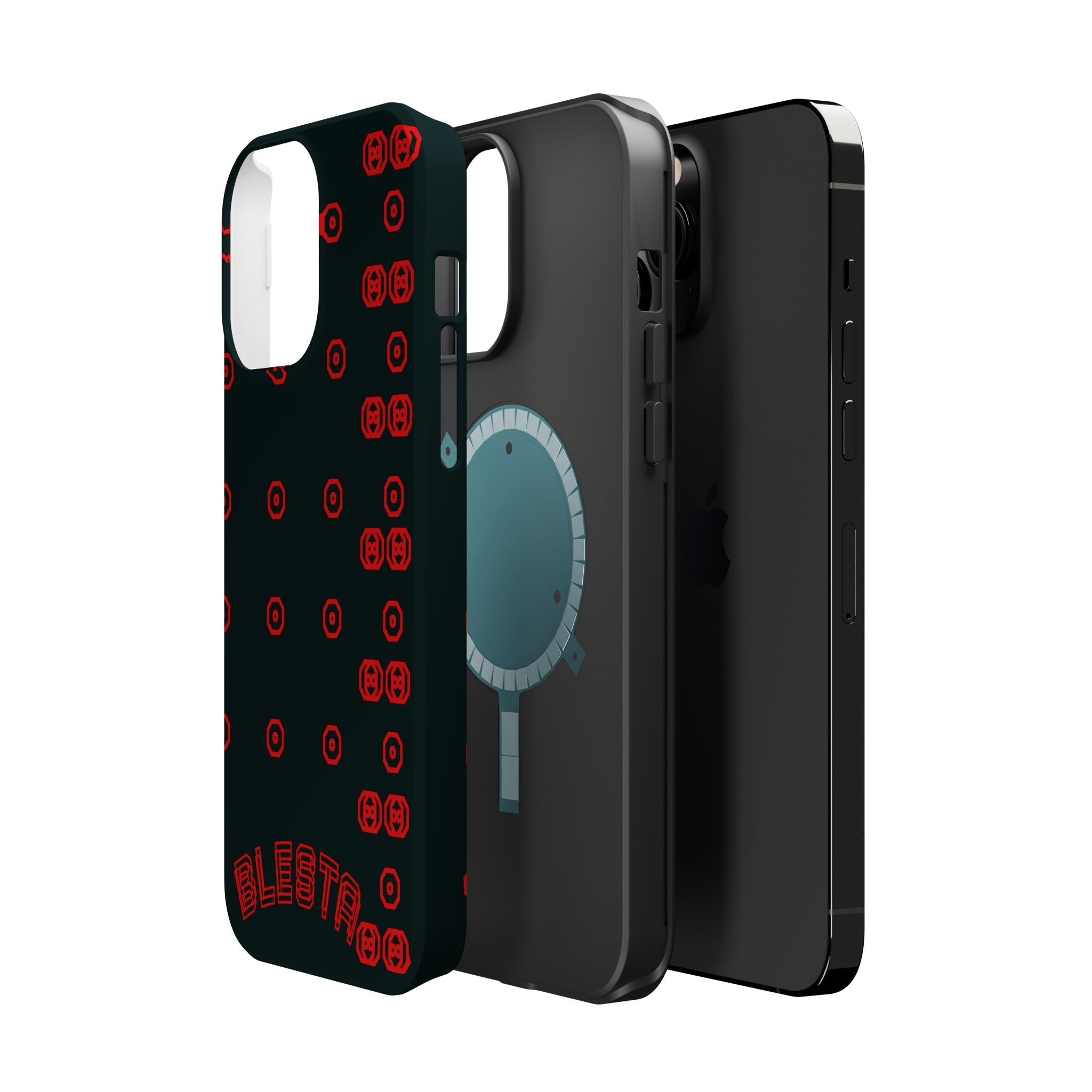 Phone Case — Black & Red Retro Pixel Pattern Magnetic Impact-Resistant Case