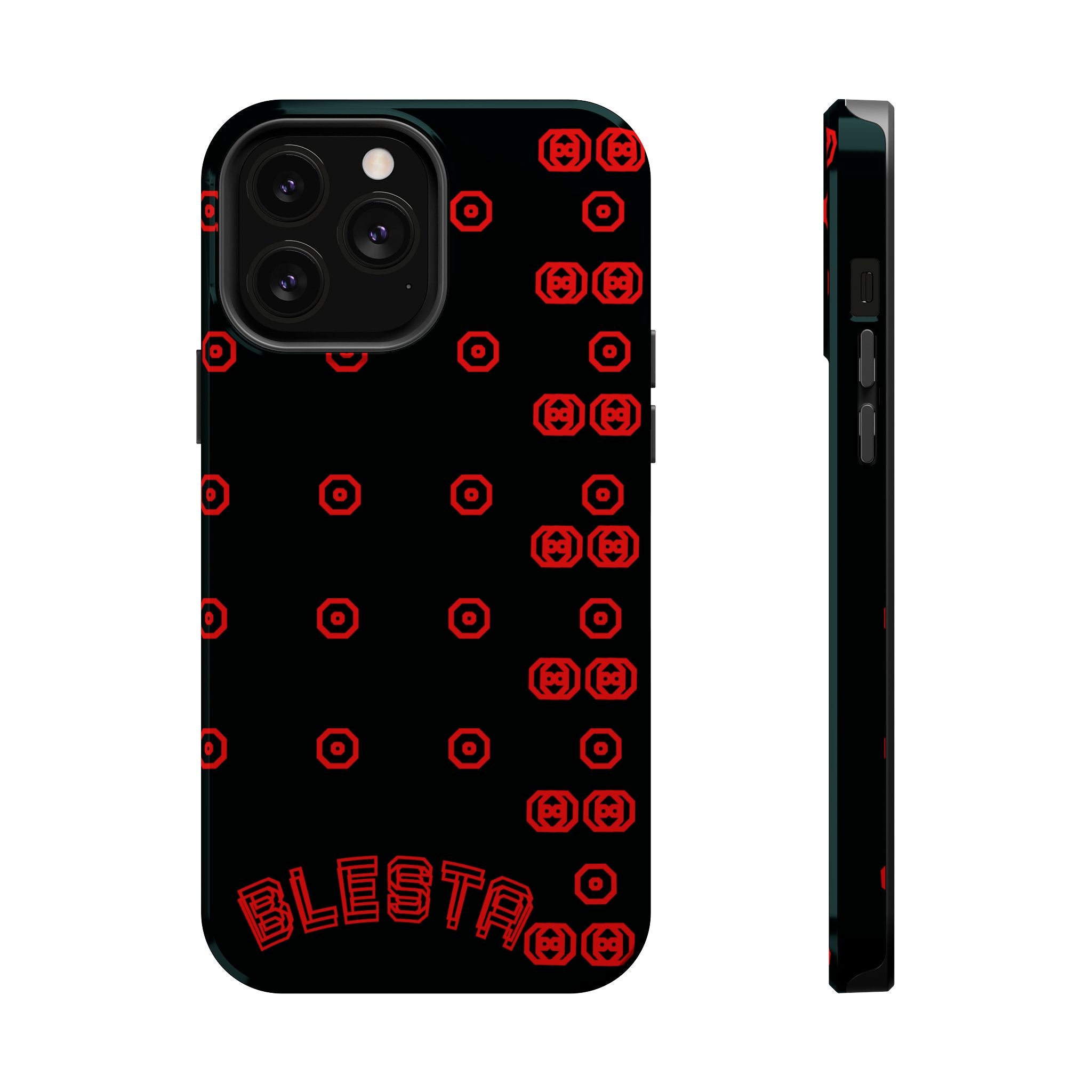 Phone Case — Black & Red Retro Pixel Pattern Magnetic Impact-Resistant Case