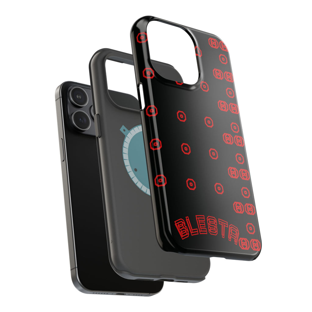 Phone Case — Black & Red Retro Pixel Pattern Magnetic Impact-Resistant Case