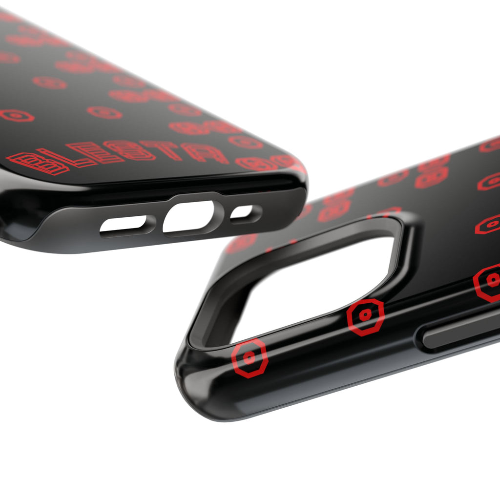 Phone Case — Black & Red Retro Pixel Pattern Magnetic Impact-Resistant Case