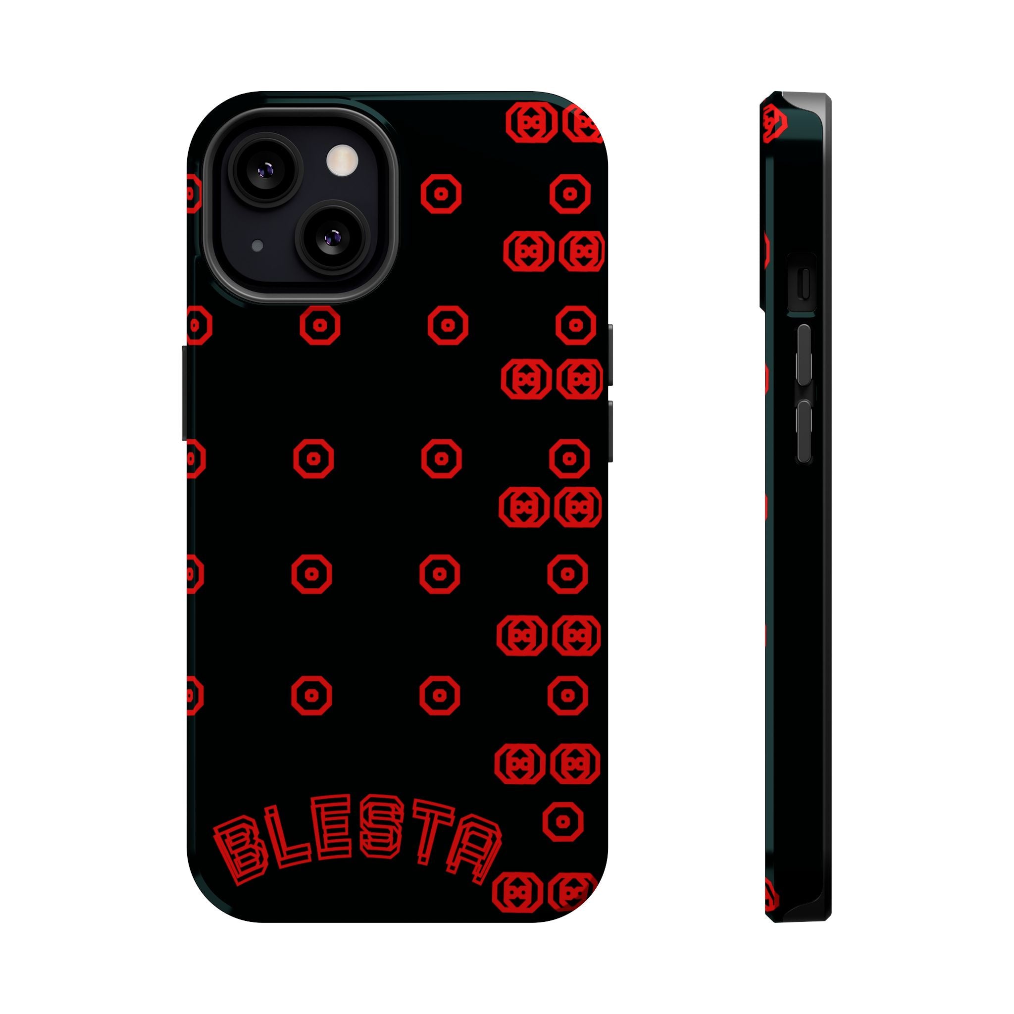 Phone Case — Black & Red Retro Pixel Pattern Magnetic Impact-Resistant Case