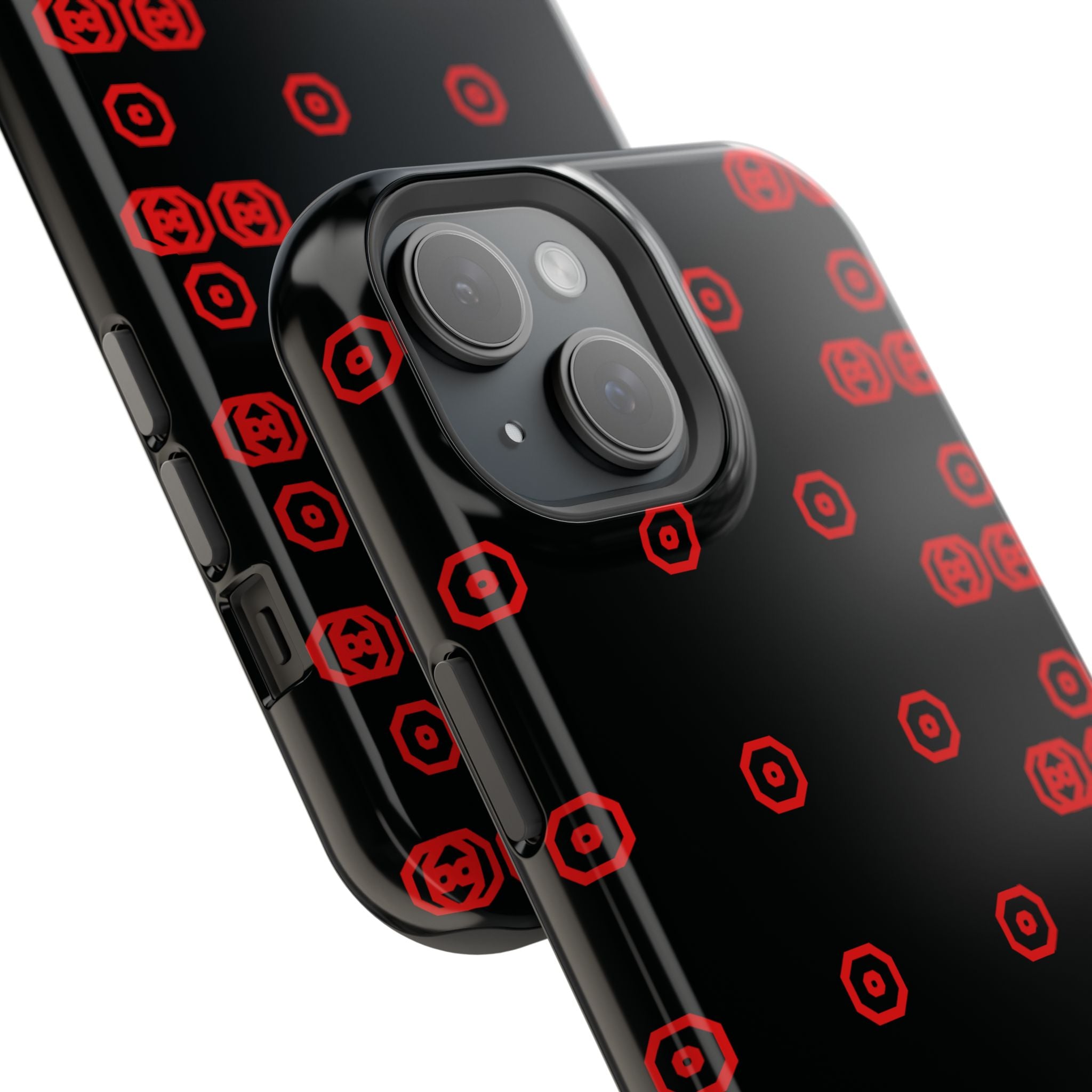 Phone Case — Black & Red Retro Pixel Pattern Magnetic Impact-Resistant Case