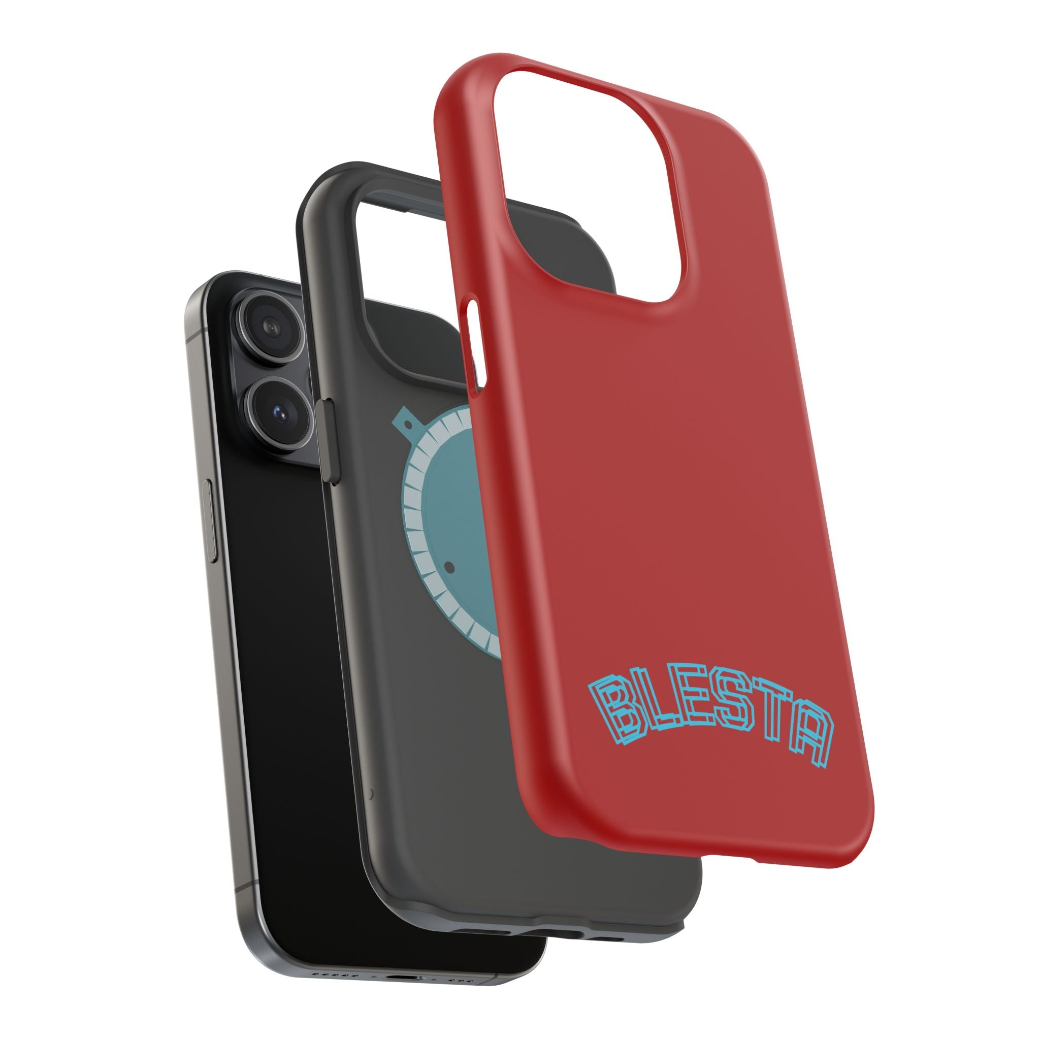 Magnetic Impact-Resistant Phone Case — Red Retro 'BLESTA' Design