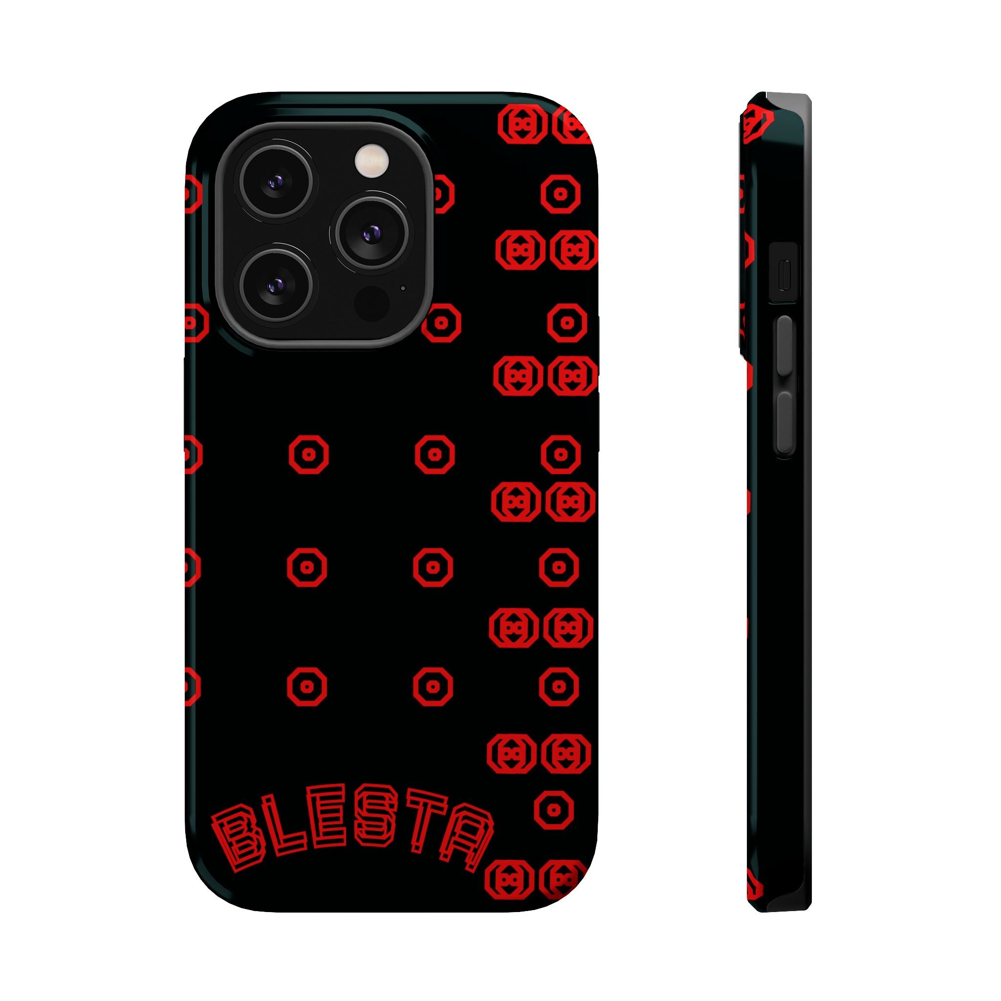 Phone Case — Black & Red Retro Pixel Pattern Magnetic Impact-Resistant Case