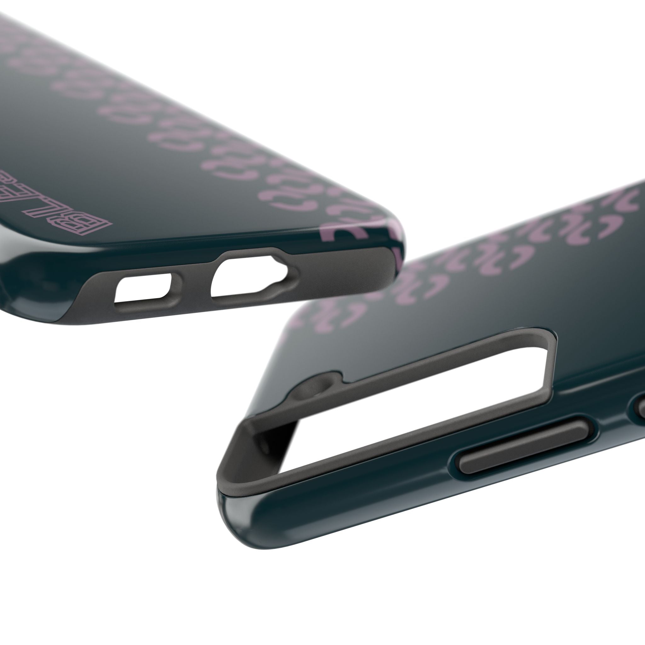 Tough Phone Case — Sleek Dark Teal with Geometric Stripe & “BLESTA” Accent