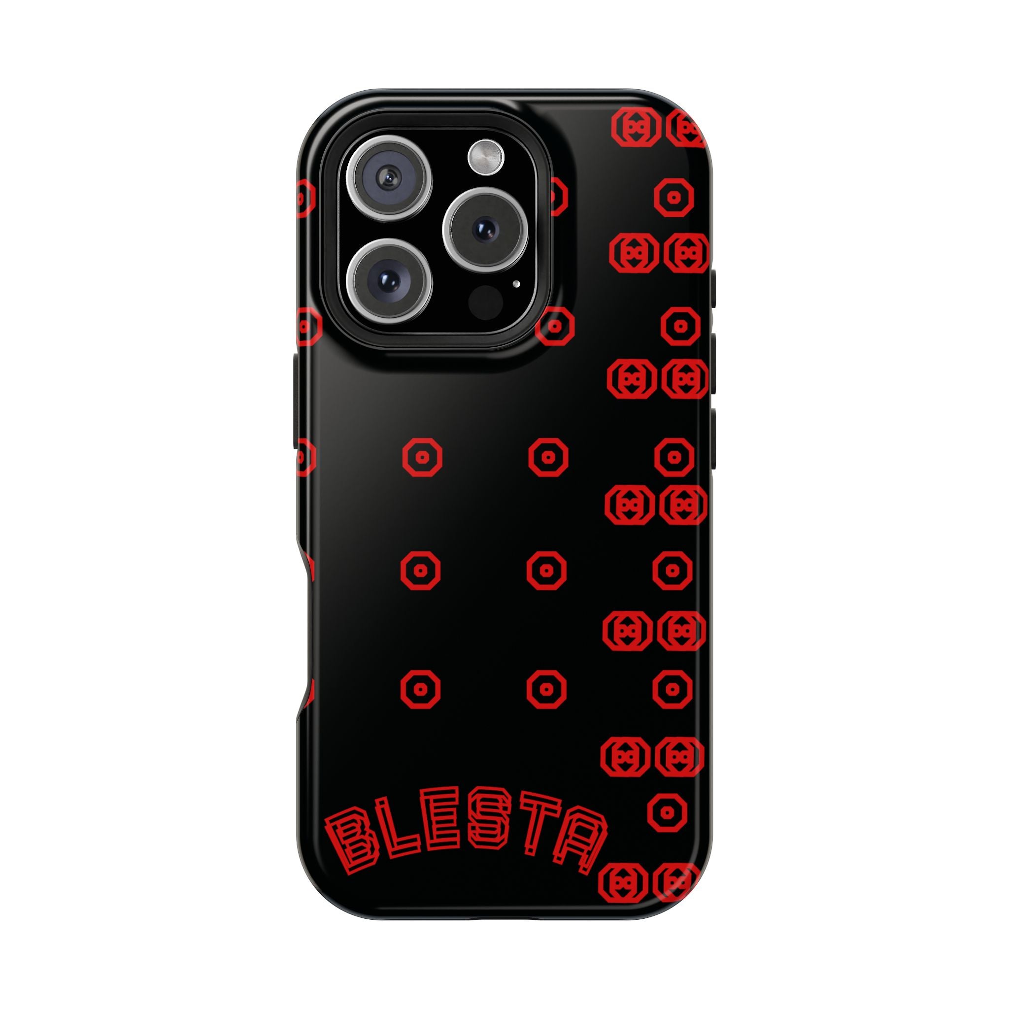 Phone Case — Black & Red Retro Pixel Pattern Magnetic Impact-Resistant Case