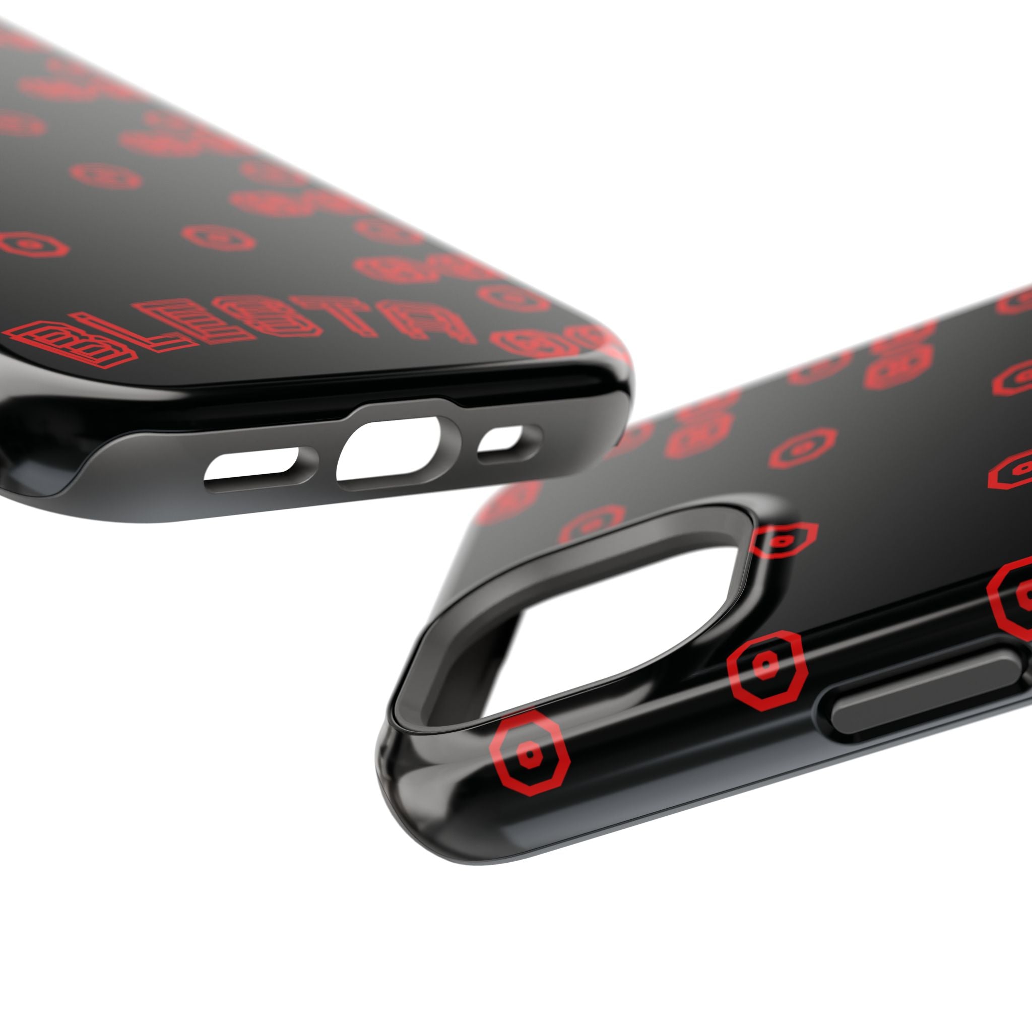Phone Case — Black & Red Retro Pixel Pattern Magnetic Impact-Resistant Case